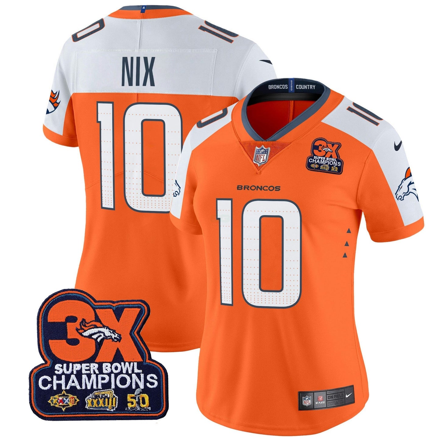 Camisa NFL Women’s Denver 3-Time Champions Patch Vapor Limited Jersey