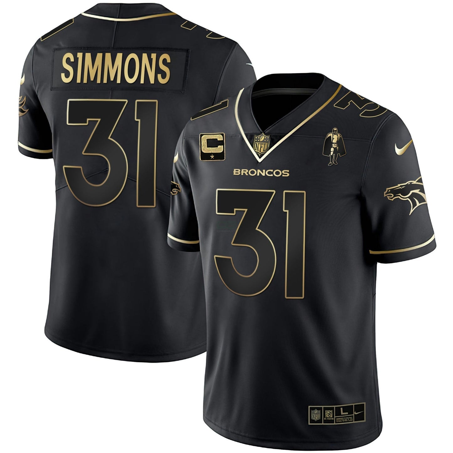 Camisa NFL Women’s Denver Branca Dourada and Preta Dourada Jersey
