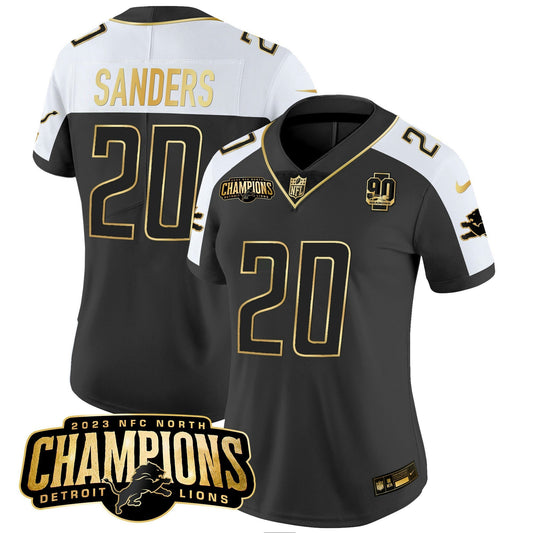 Camisa NFL Women’s Detroit 2023 NFC North Champions Patch Dourada Vapor Jersey V2