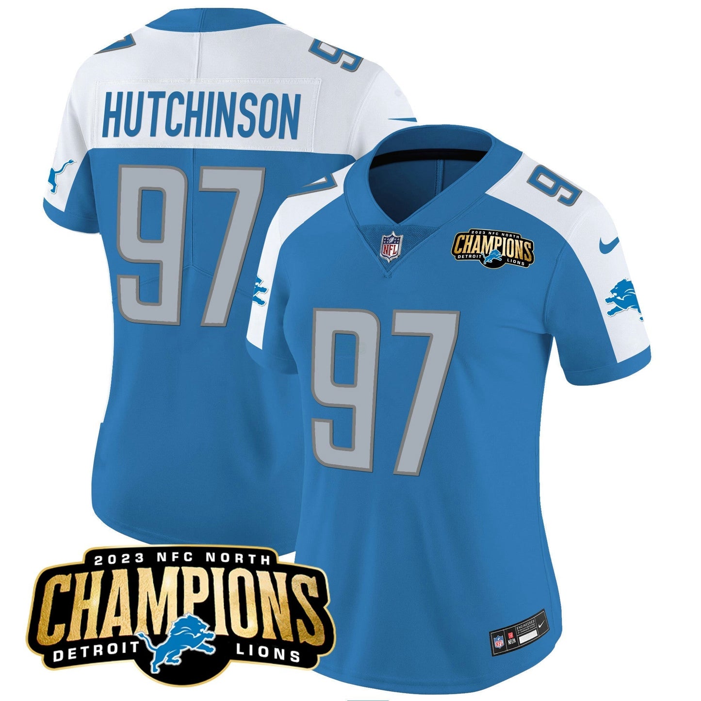 Camisa NFL Women’s Detroit 2023 NFC North Champions Patch Vapor Jersey