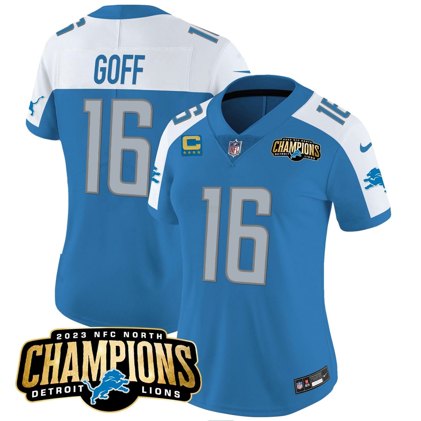 Camisa NFL Women’s Detroit 2023 NFC North Champions Patch Vapor Jersey