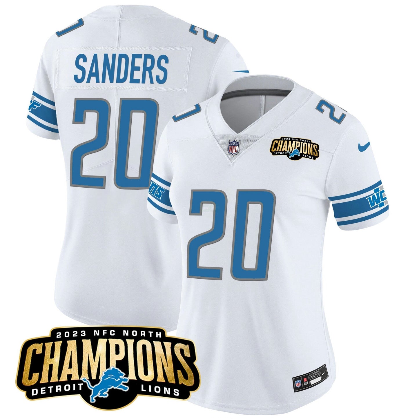 Camisa NFL Women’s Detroit 2023 NFC North Champions Patch Vapor Jersey