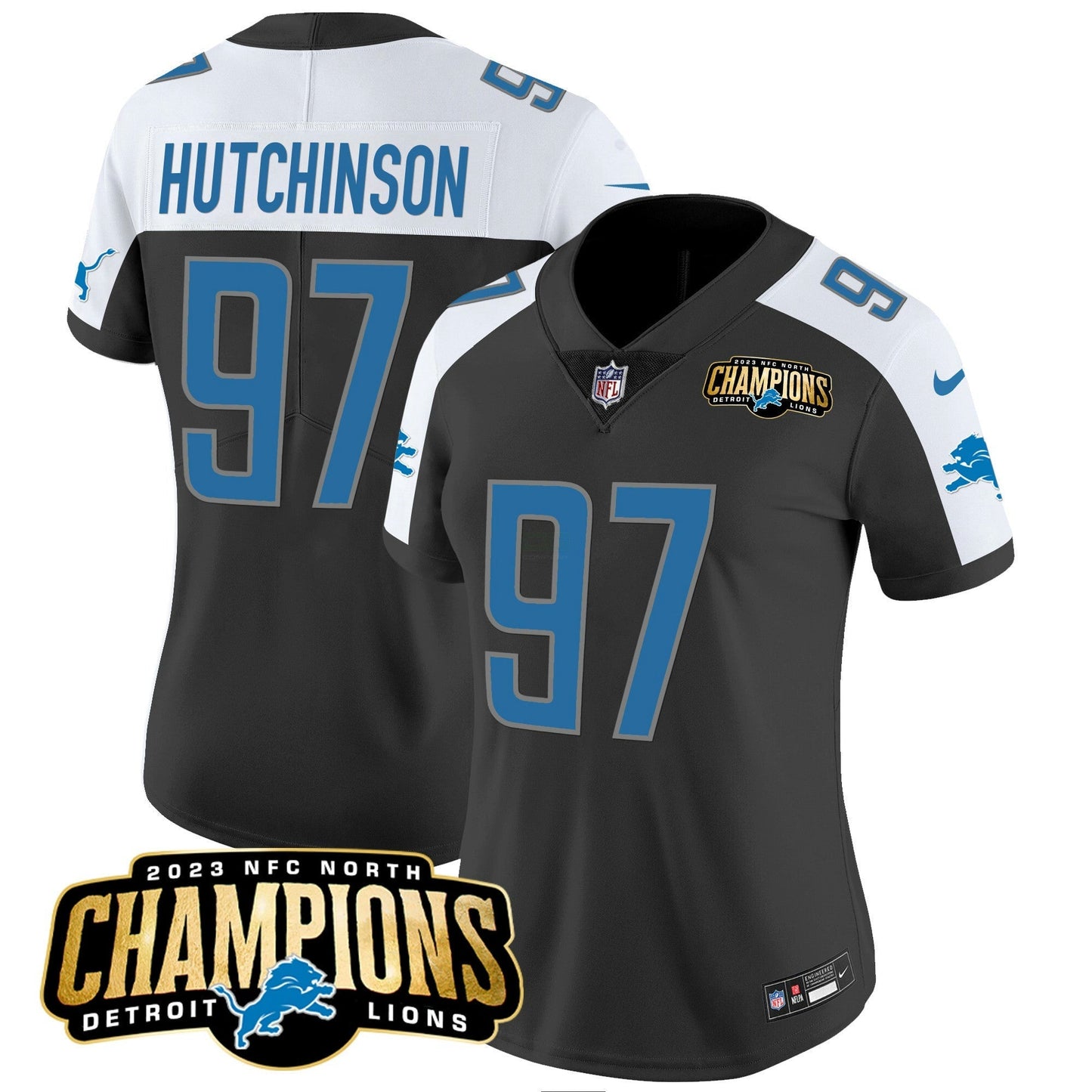 Camisa NFL Women’s Detroit 2023 NFC North Champions Patch Vapor Jersey
