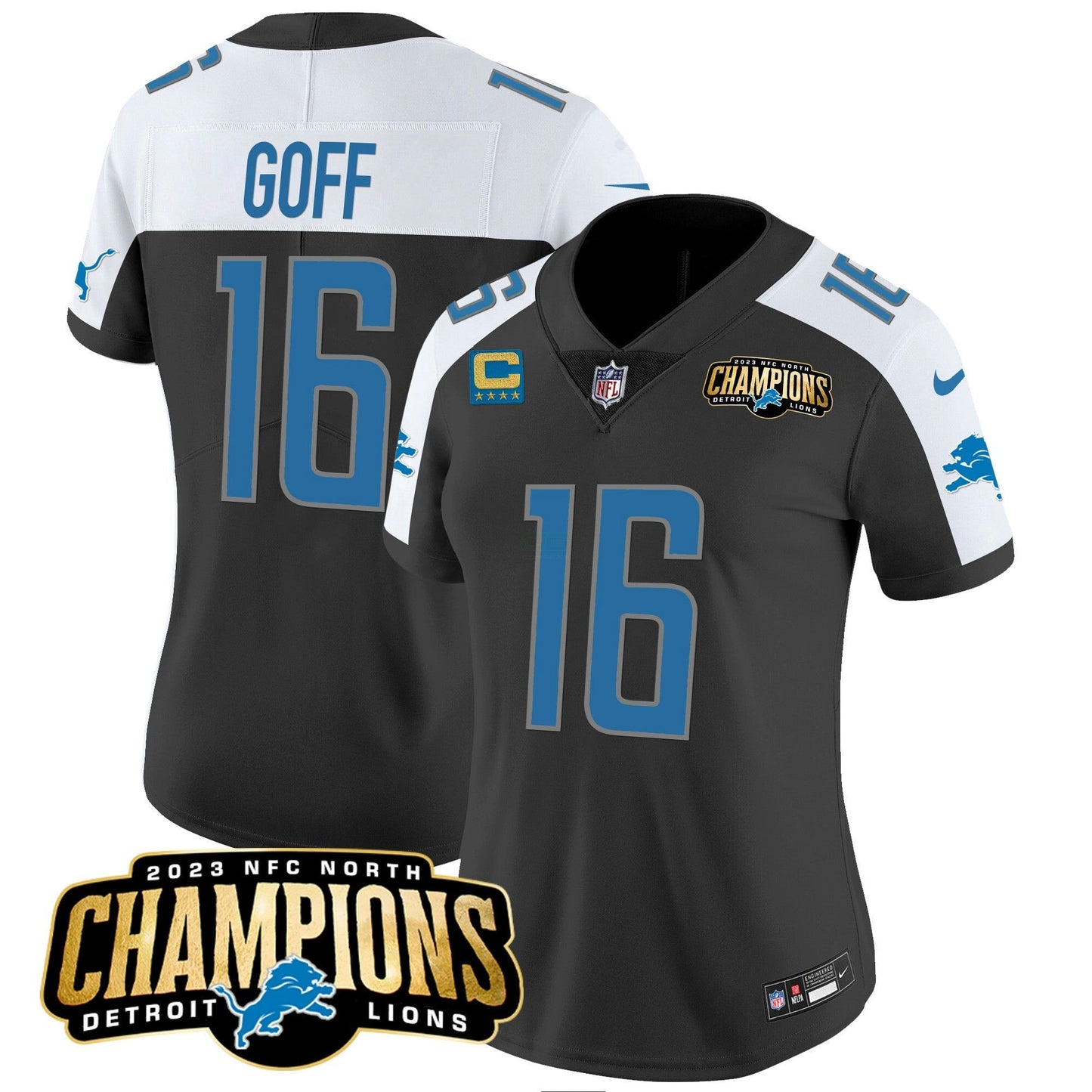 Camisa NFL Women’s Detroit 2023 NFC North Champions Patch Vapor Jersey