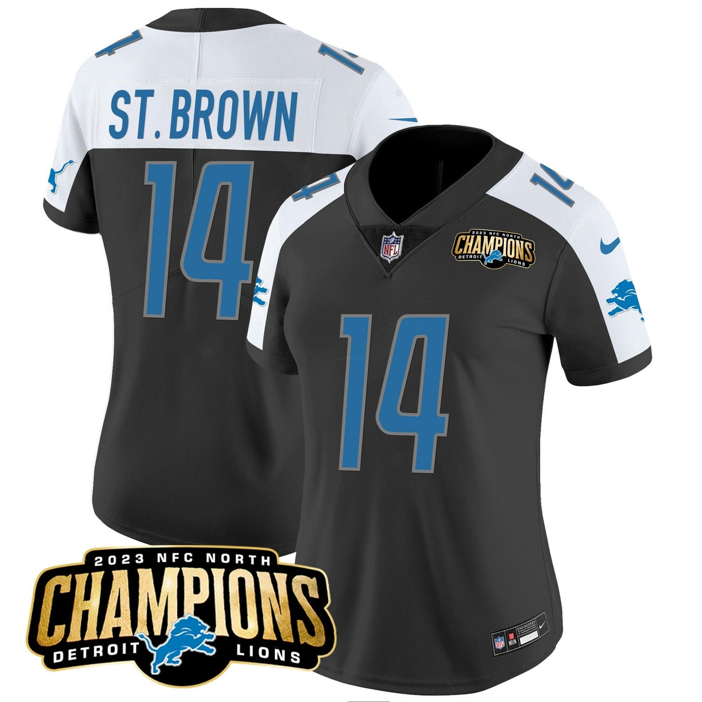 Camisa NFL Women’s Detroit 2023 NFC North Champions Patch Vapor Jersey