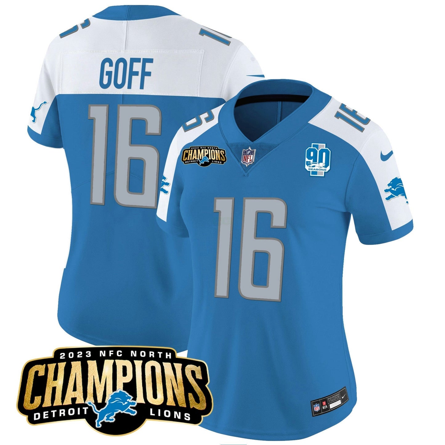 Camisa NFL Women’s Detroit 2023 NFC North Champions Patch Vapor Jersey V2