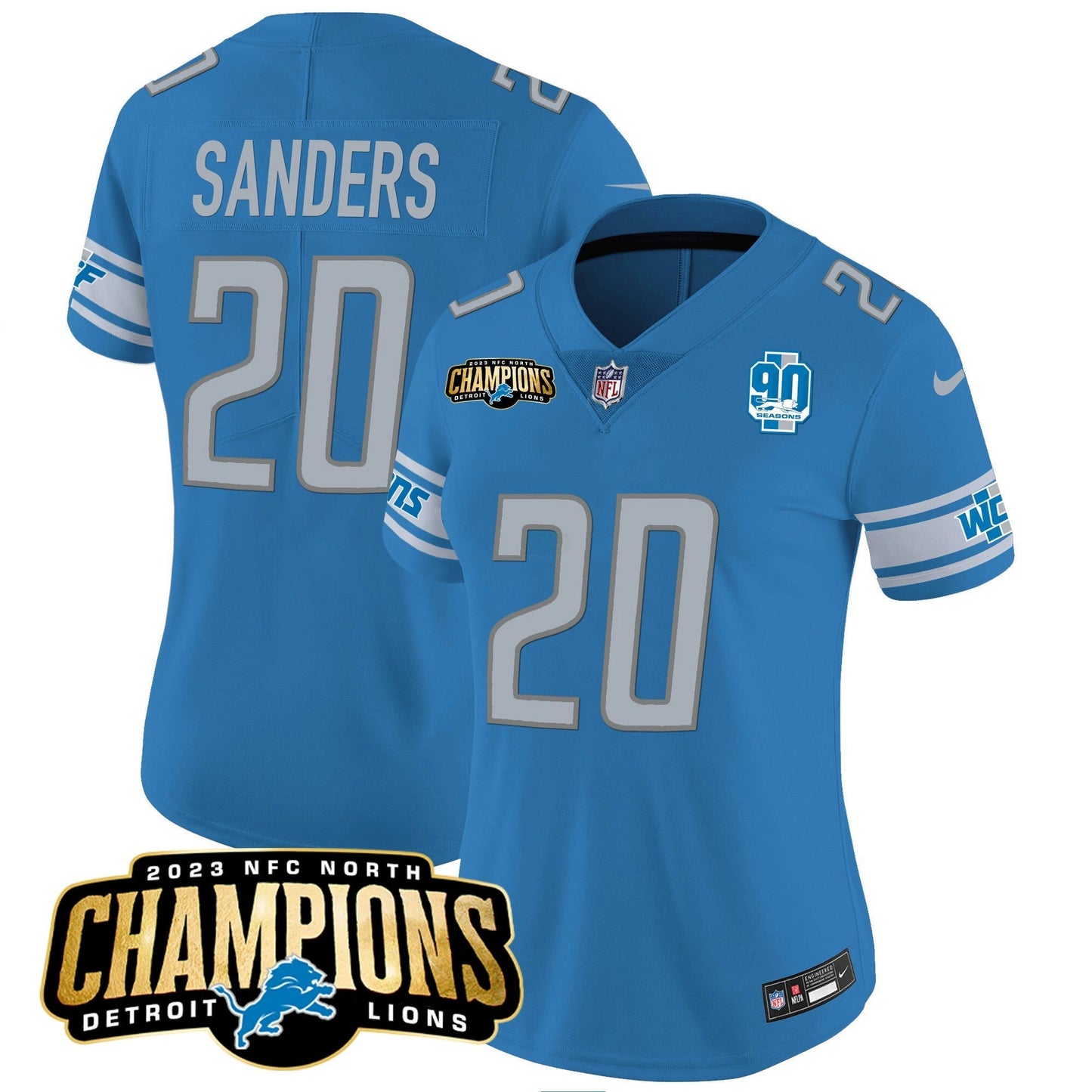 Camisa NFL Women’s Detroit 2023 NFC North Champions Patch Vapor Jersey V2
