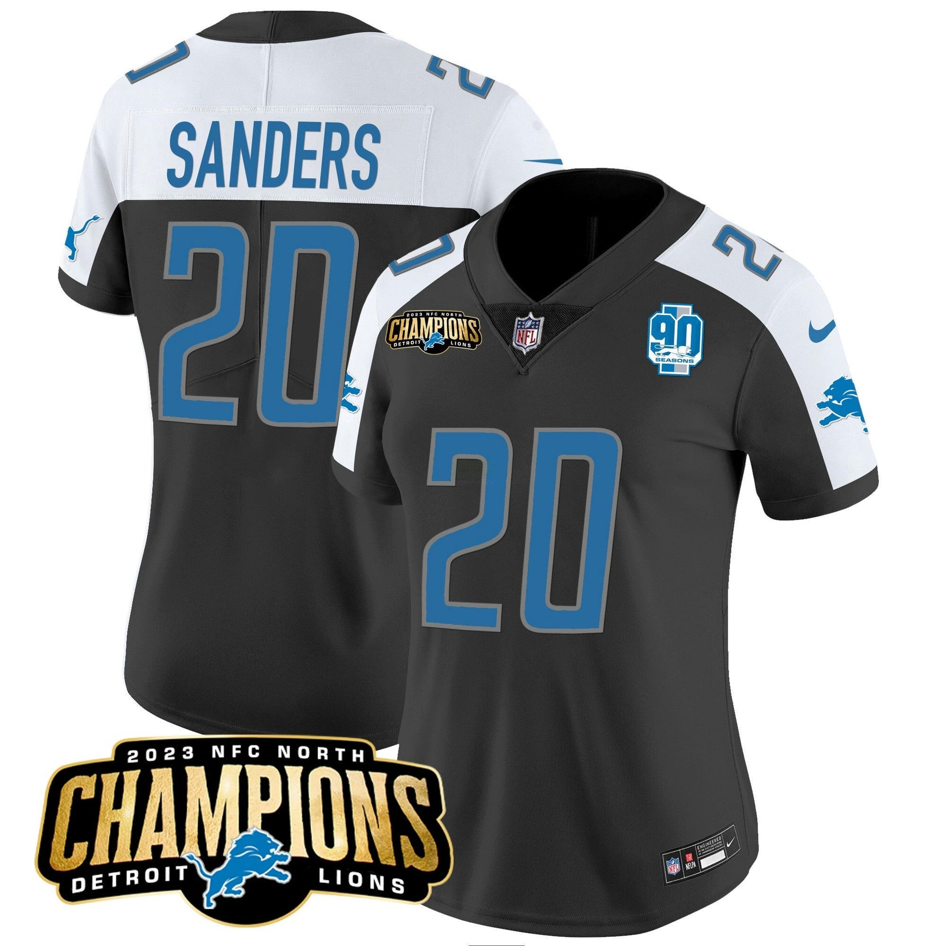 Camisa NFL Women’s Detroit 2023 NFC North Champions Patch Vapor Jersey V2