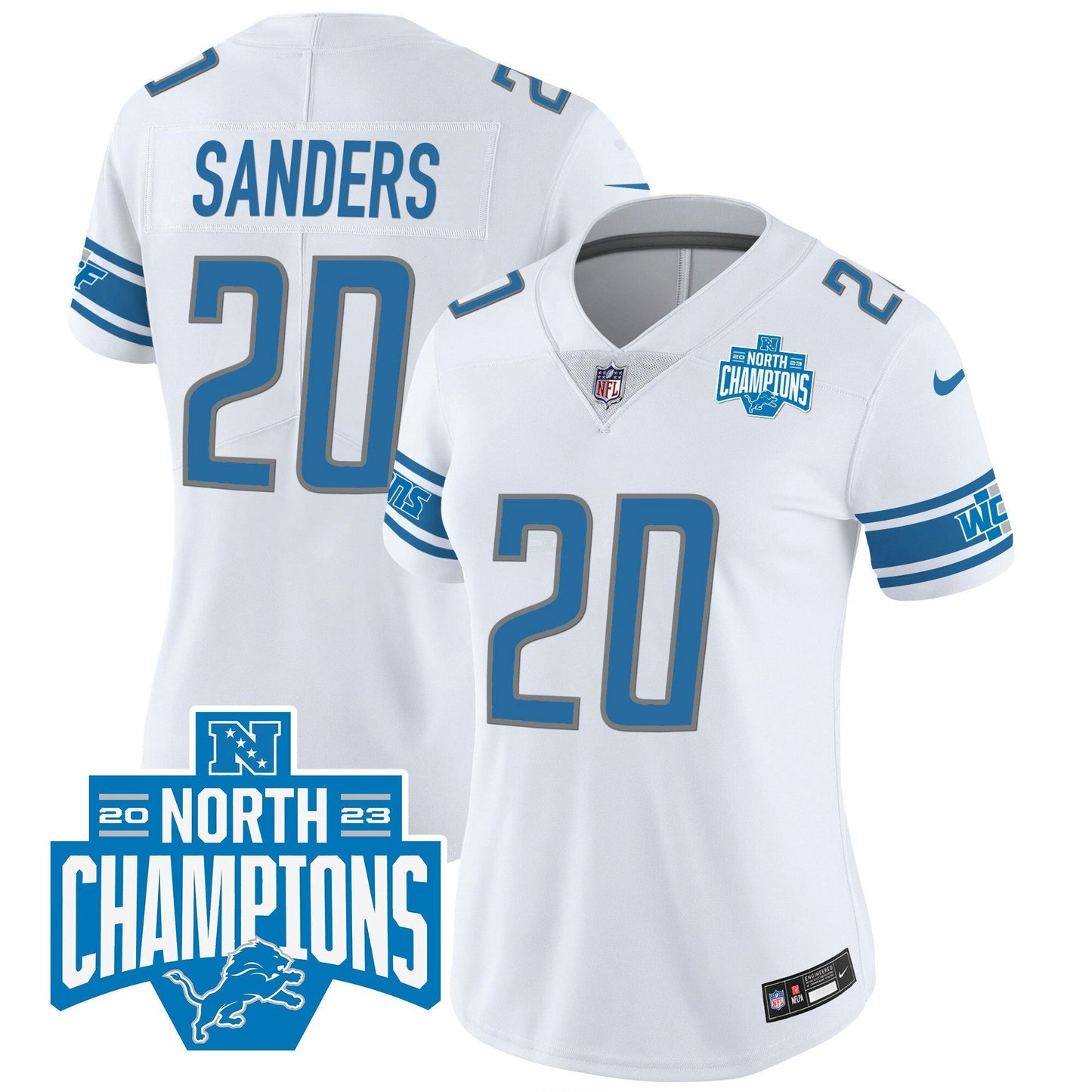 Camisa NFL Women’s Detroit 2023 NFC North Division Champions Patch Vapor Jersey