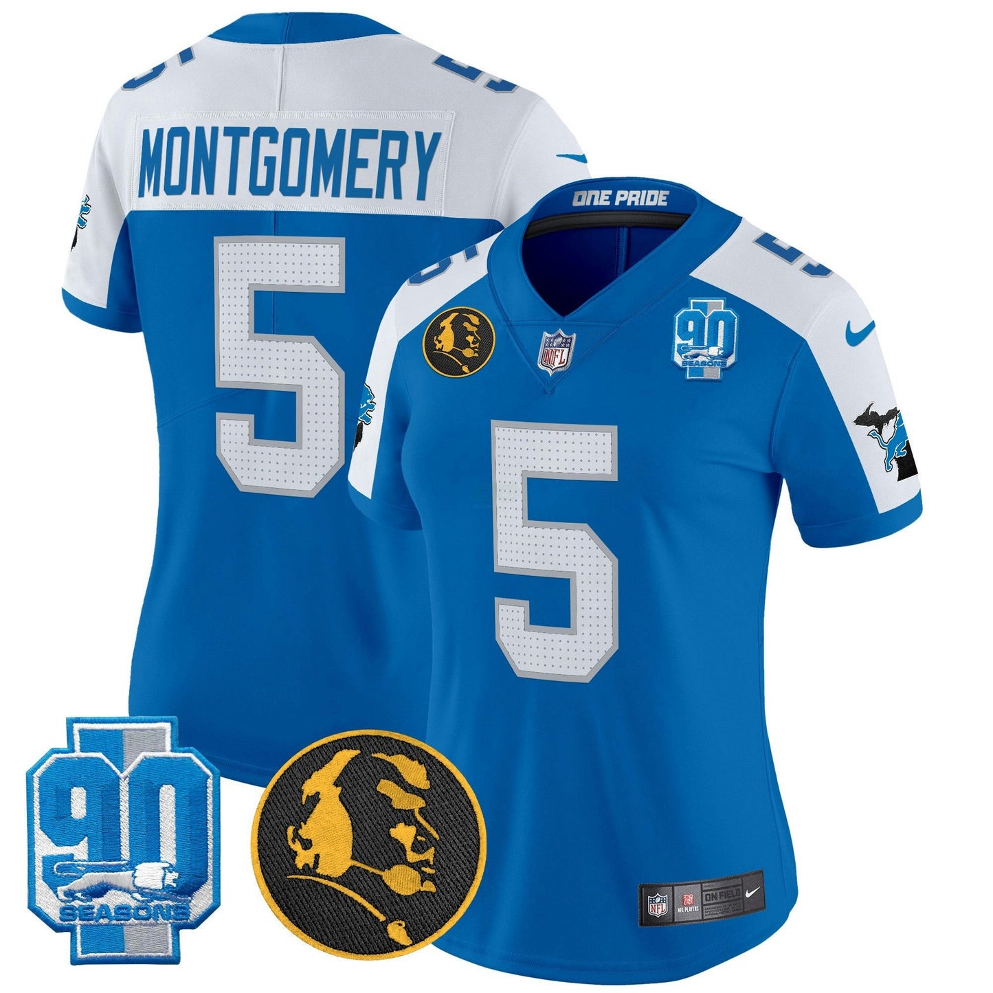 Camisa NFL Women’s Detroit 2024 90th & John Madden Patch Vapor Limited Jersey