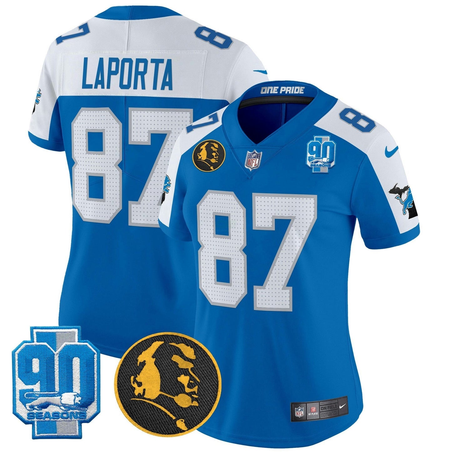 Camisa NFL Women’s Detroit 2024 90th & John Madden Patch Vapor Limited Jersey