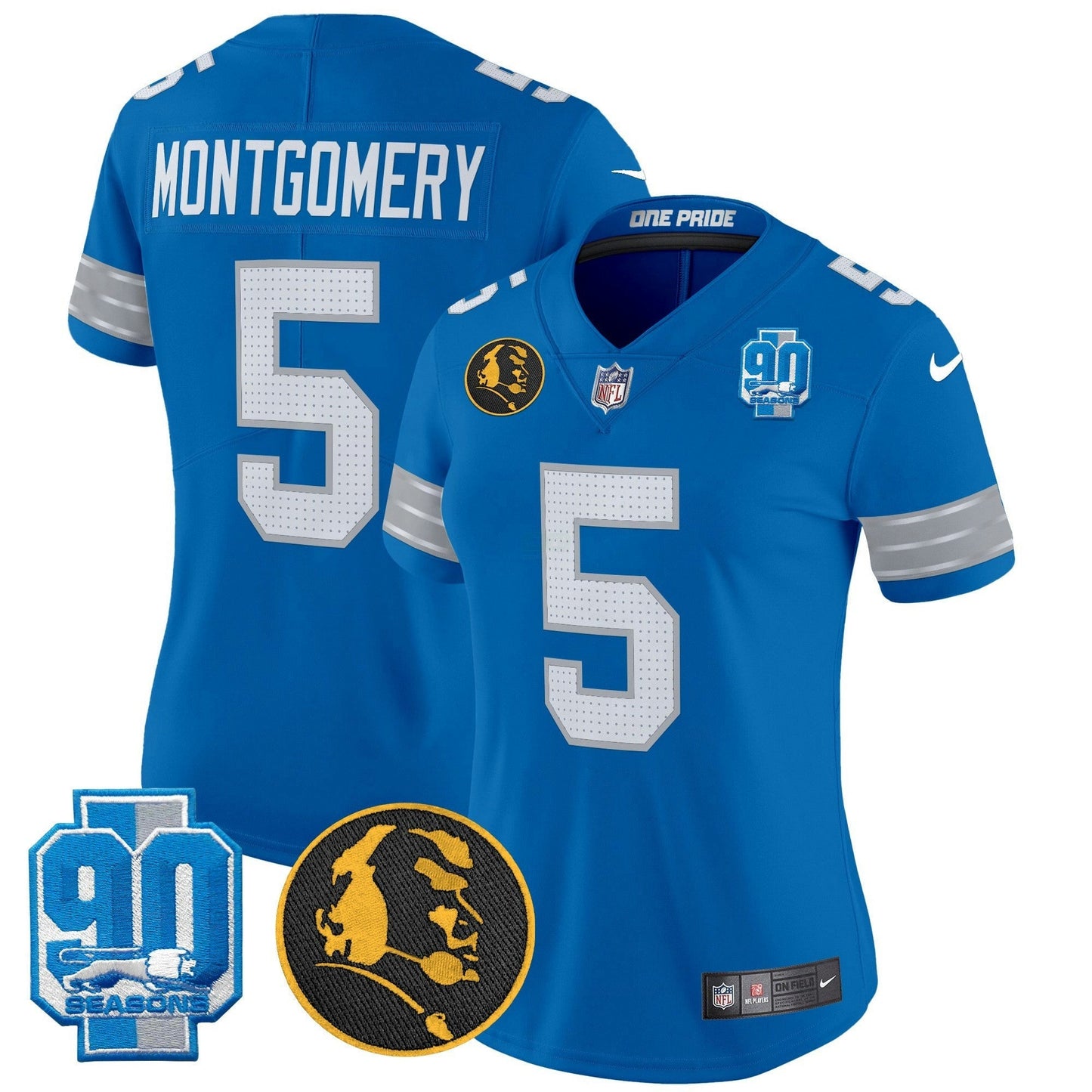 Camisa NFL Women’s Detroit 2024 90th & John Madden Patch Vapor Limited Jersey
