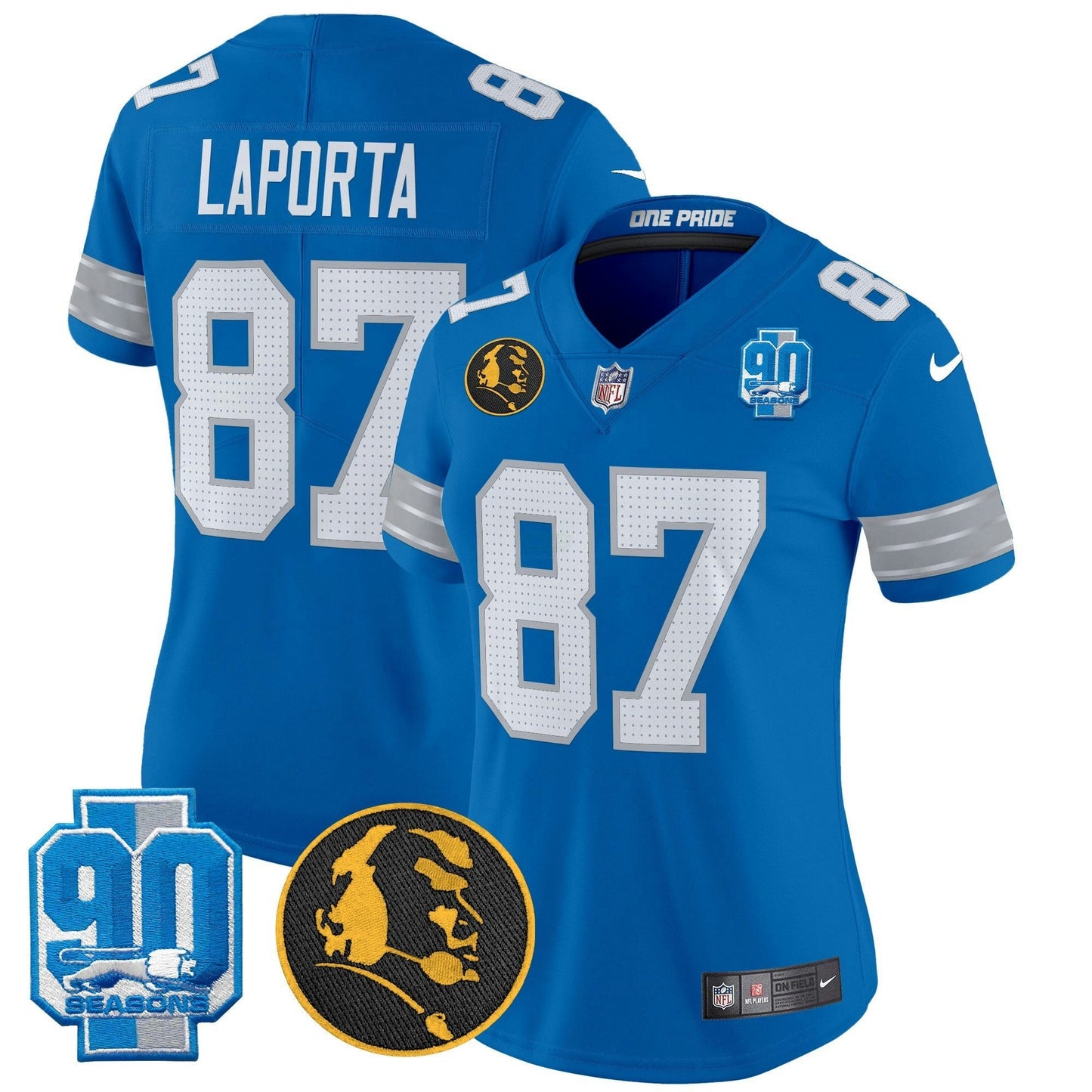 Camisa NFL Women’s Detroit 2024 90th & John Madden Patch Vapor Limited Jersey