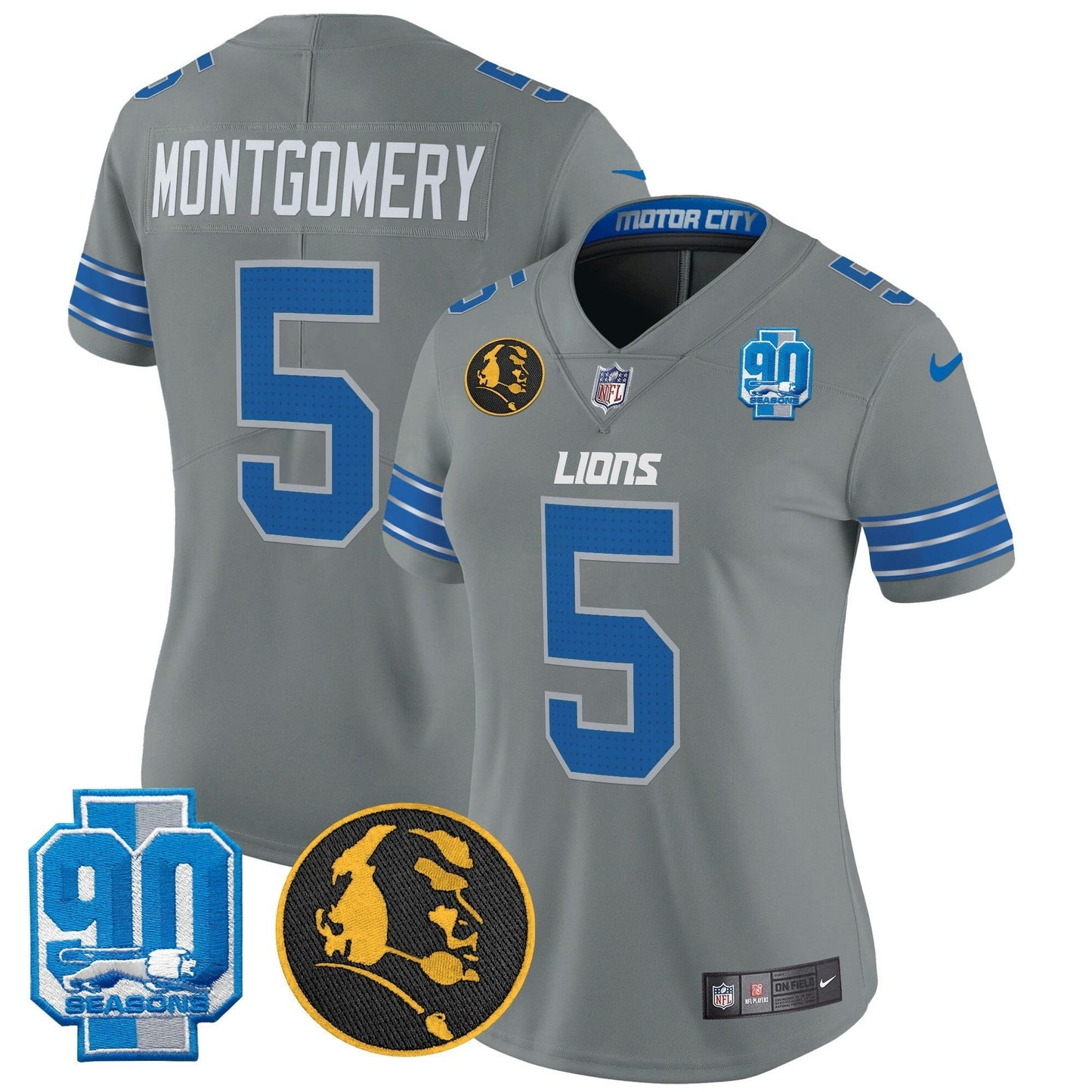 Camisa NFL Women’s Detroit 2024 90th & John Madden Patch Vapor Limited Jersey