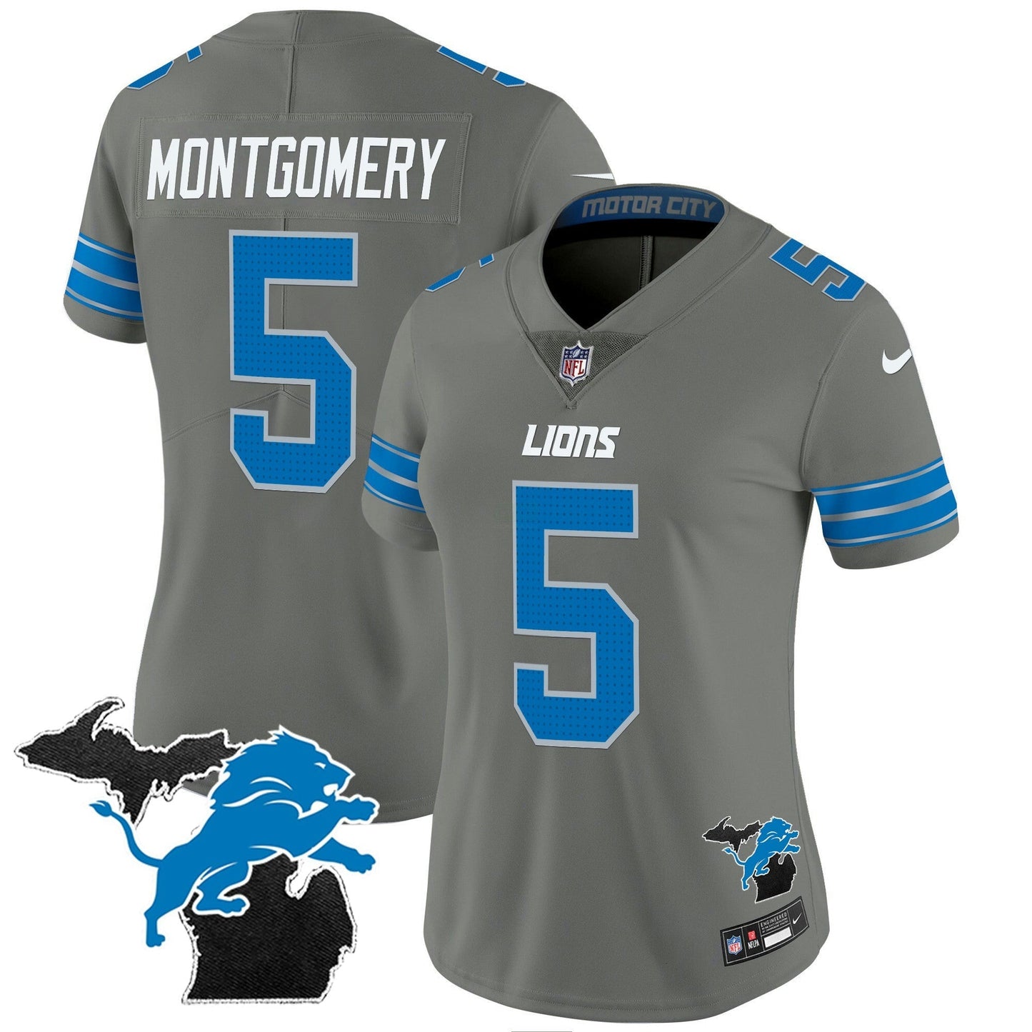 Camisa NFL Women’s Detroit 2024 Michigan Patch Vapor Jersey