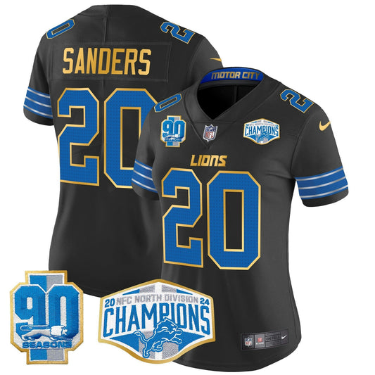 Camisa NFL Women’s Detroit 2024 NFC North Division Champions Patch Dourada Trim Vapor Limited Jersey