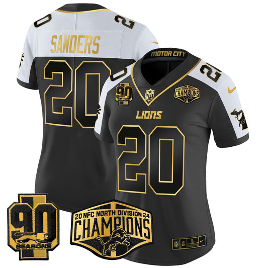 Camisa NFL Women’s Detroit 2024 NFC North Division Champions Patch Dourada Vapor Limited Jersey
