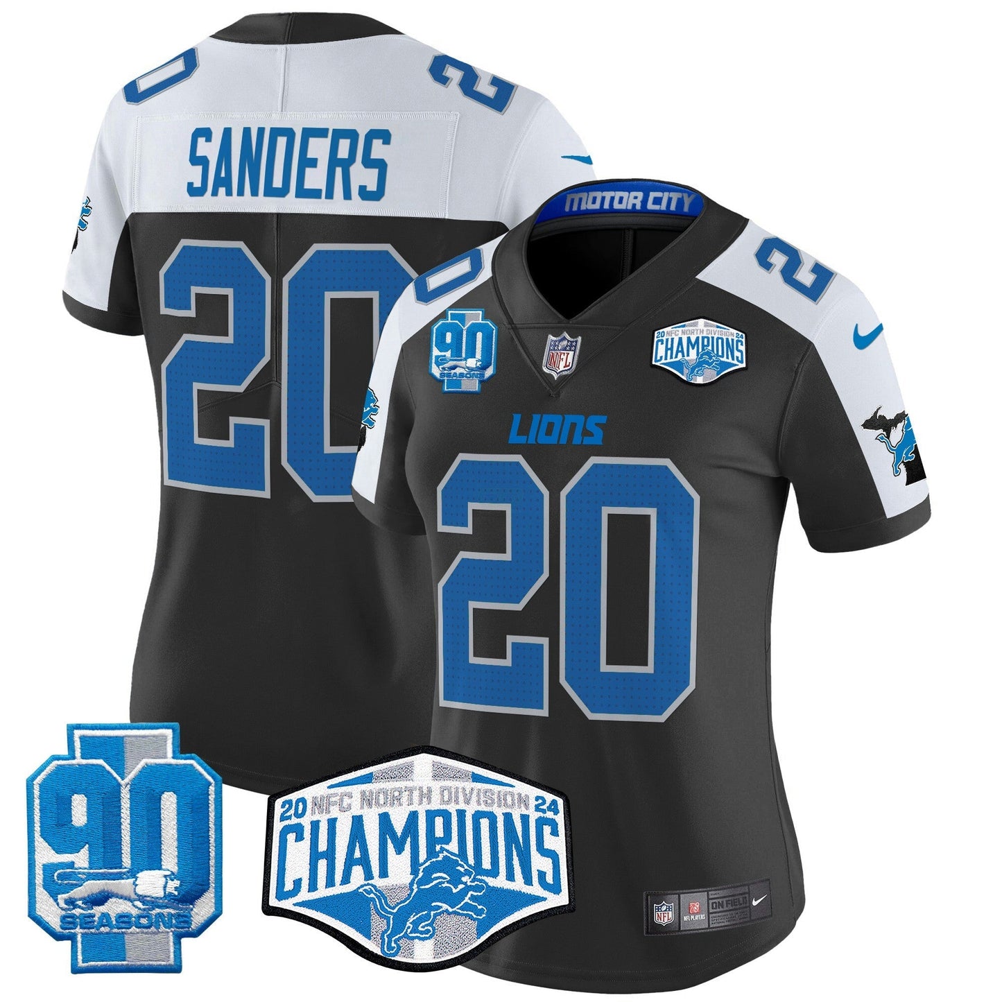 Camisa NFL Women’s Detroit 2024 NFC North Division Champions Patch Vapor Limited Jersey