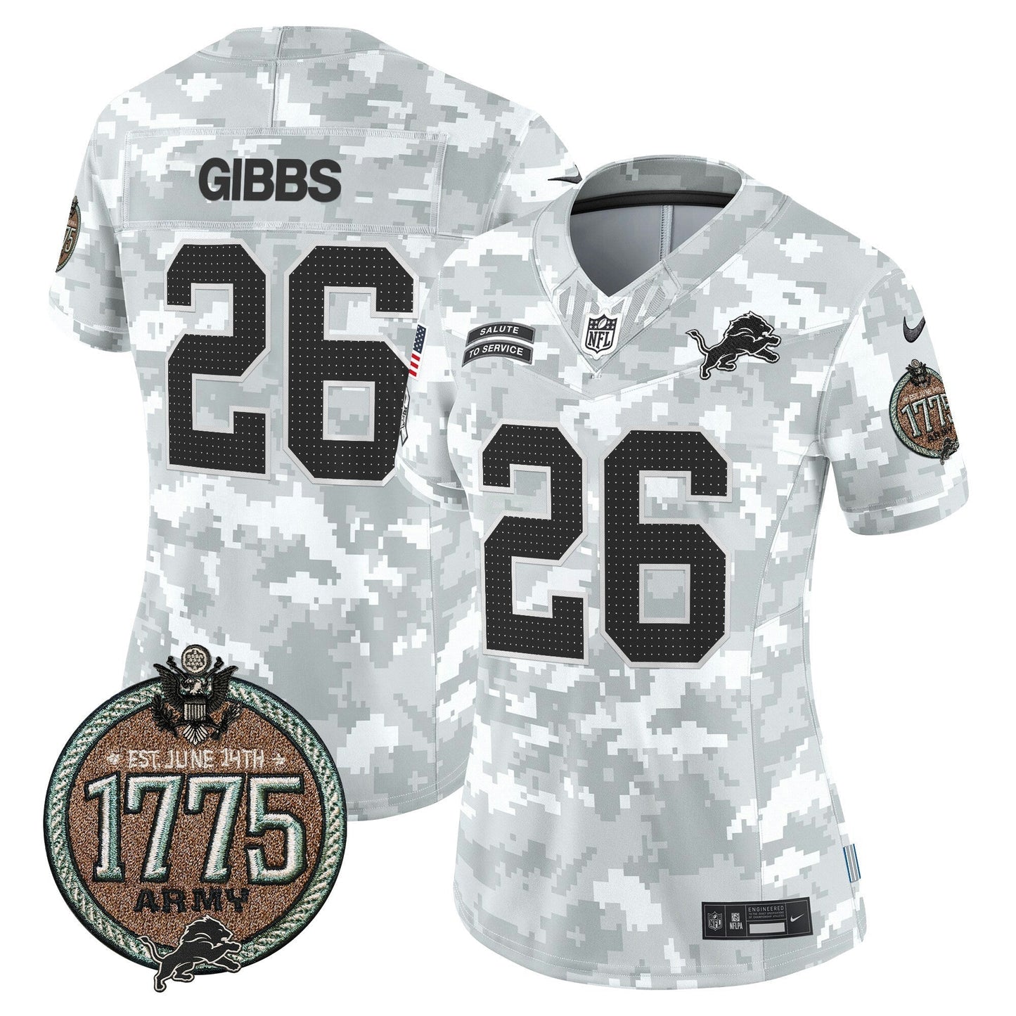 Camisa NFL Women’s Detroit 2024 Salute to Service Establishment Year Patch Vapor Limited Jersey