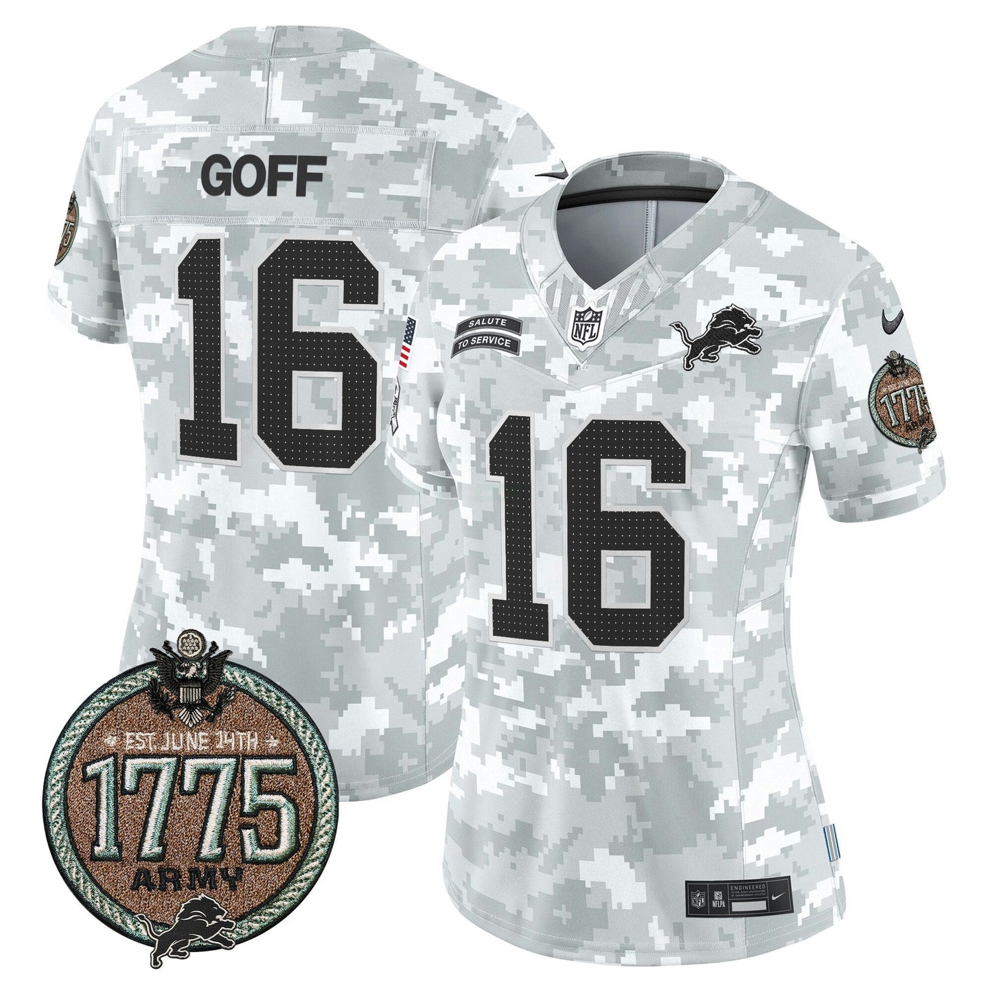 Camisa NFL Women’s Detroit 2024 Salute to Service Establishment Year Patch Vapor Limited Jersey