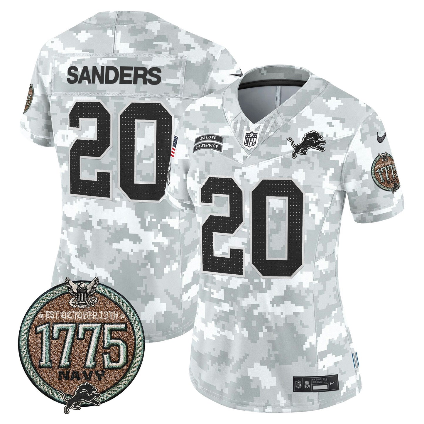 Camisa NFL Women’s Detroit 2024 Salute to Service Establishment Year Patch Vapor Limited Jersey