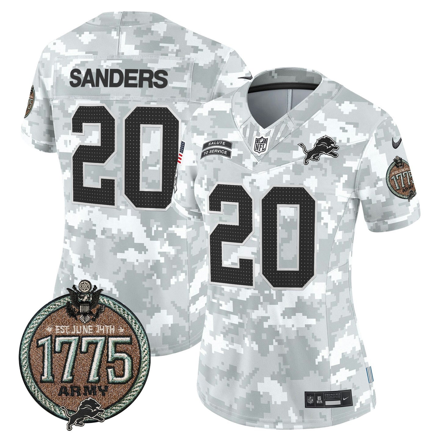 Camisa NFL Women’s Detroit 2024 Salute to Service Establishment Year Patch Vapor Limited Jersey