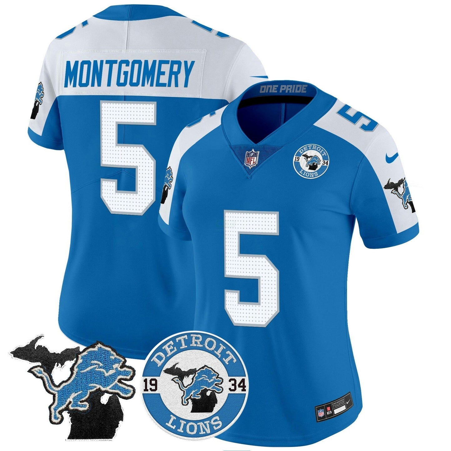 Camisa NFL Women’s Detroit 2024 Vapor Limited Jersey – Est. 1934 Patch