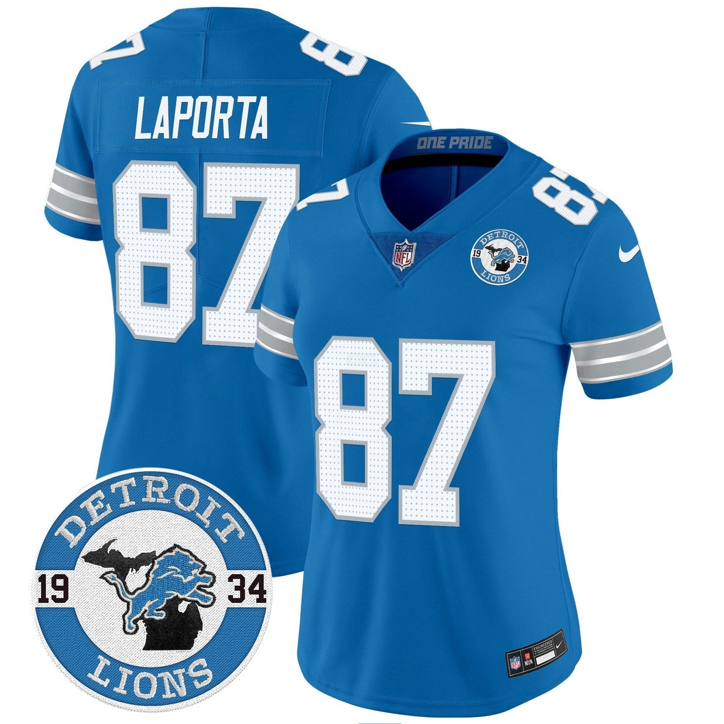 Camisa NFL Women’s Detroit 2024 Vapor Limited Jersey – Est. 1934 Patch