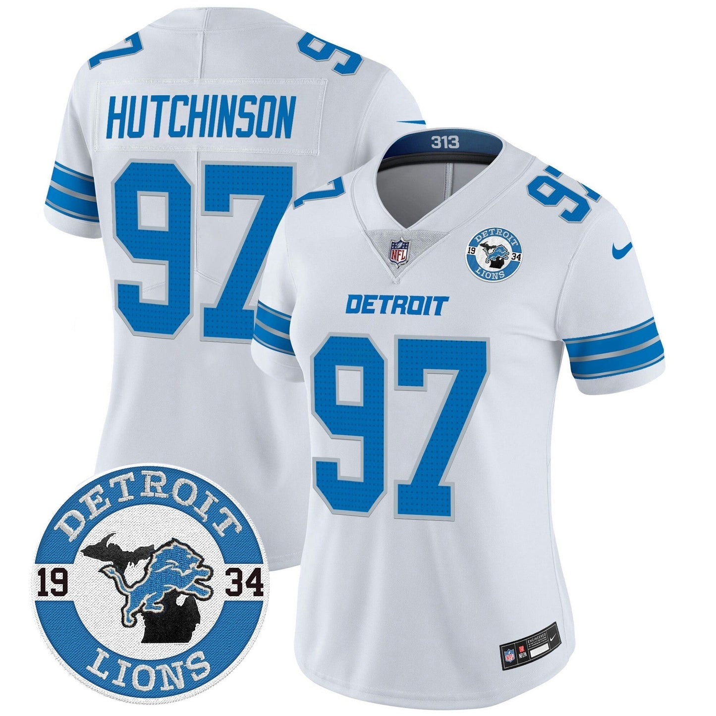 Camisa NFL Women’s Detroit 2024 Vapor Limited Jersey – Est. 1934 Patch