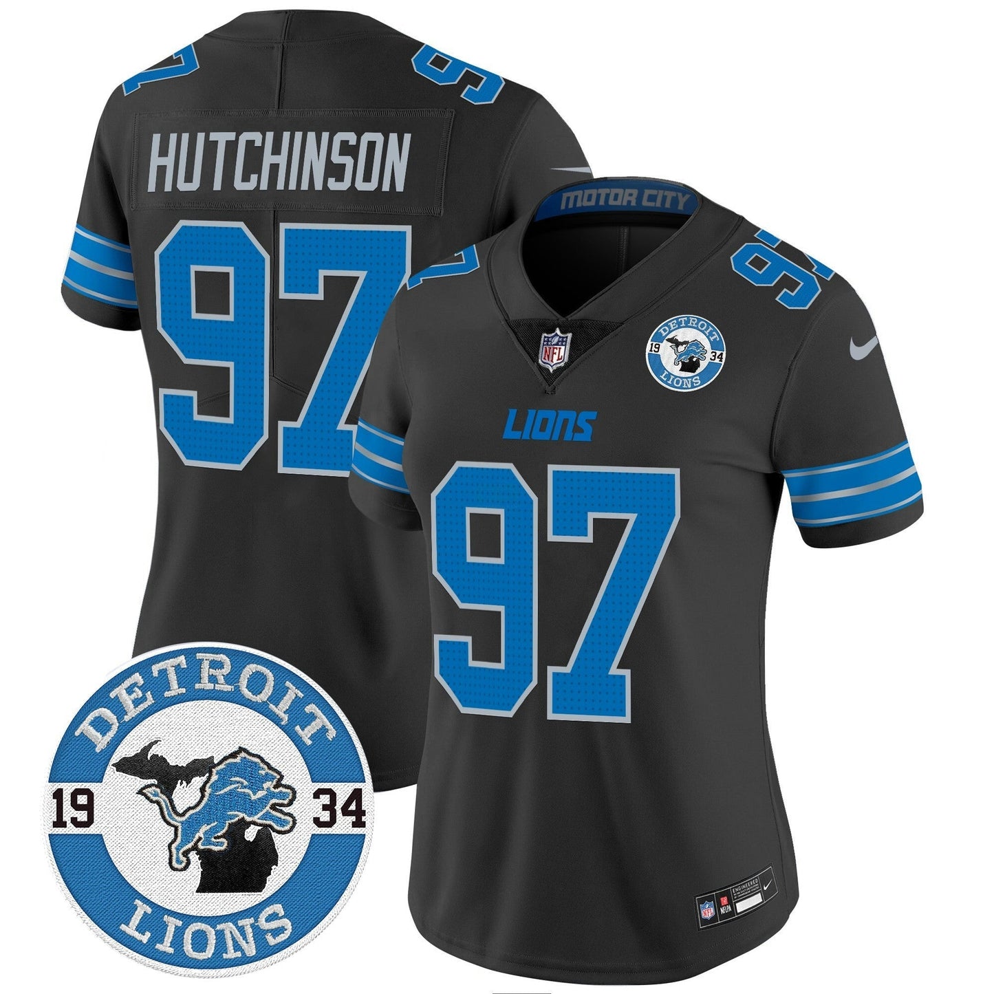 Camisa NFL Women’s Detroit 2024 Vapor Limited Jersey – Est. 1934 Patch