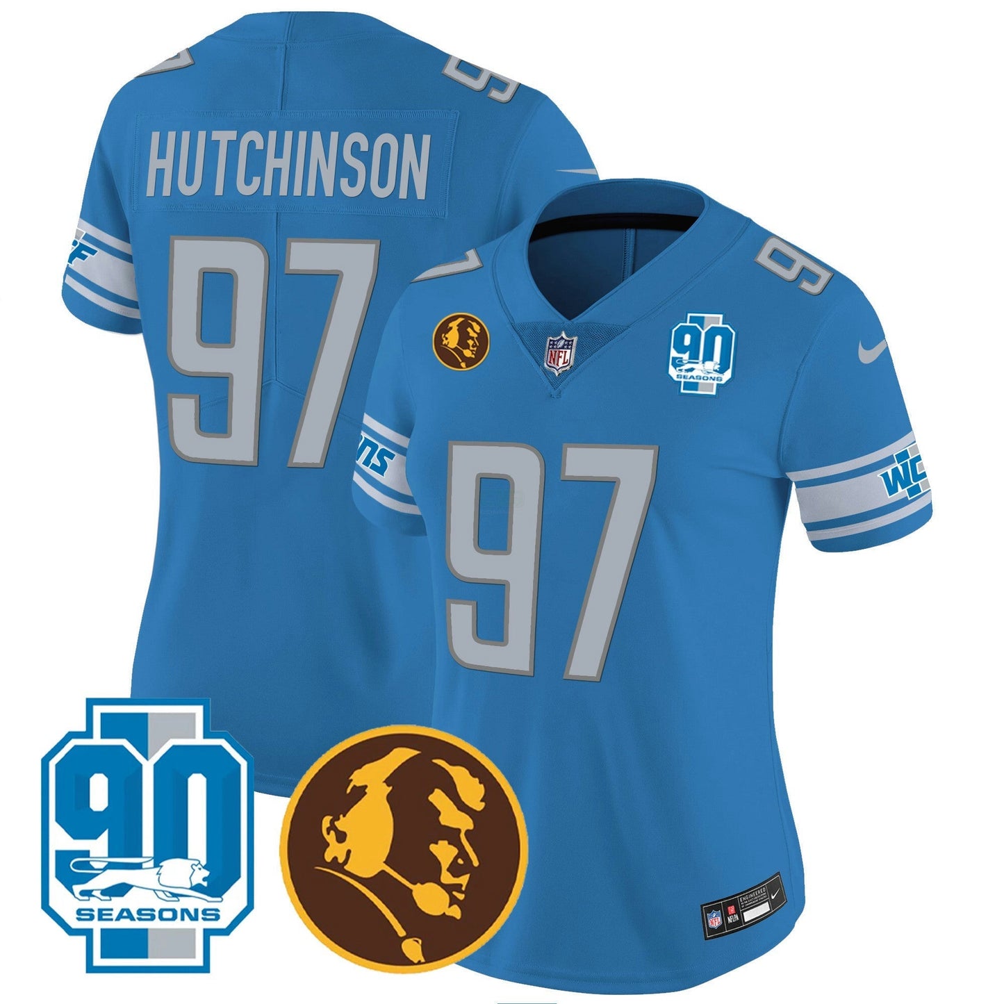 Camisa NFL Women’s Detroit 90th & John Madden Patch Jersey