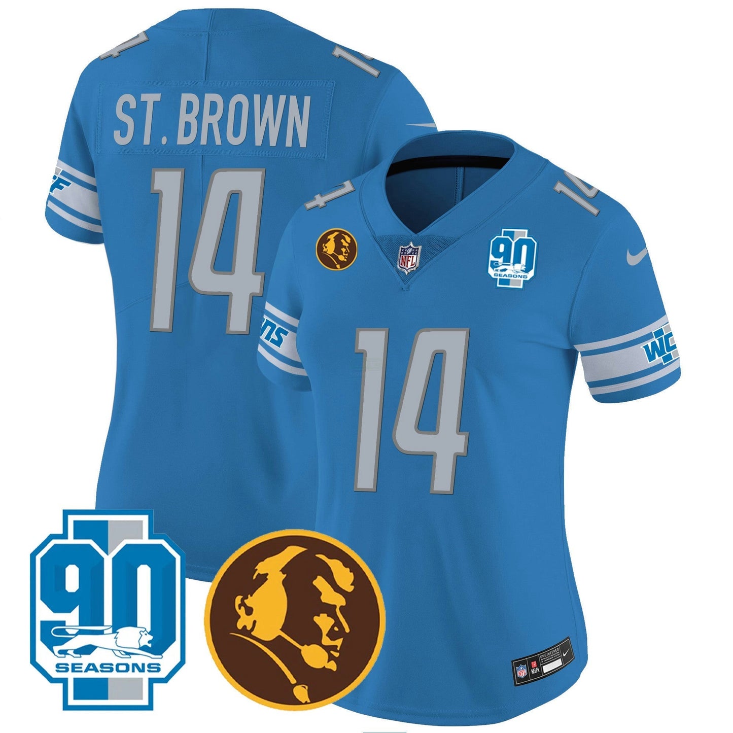Camisa NFL Women’s Detroit 90th & John Madden Patch Jersey