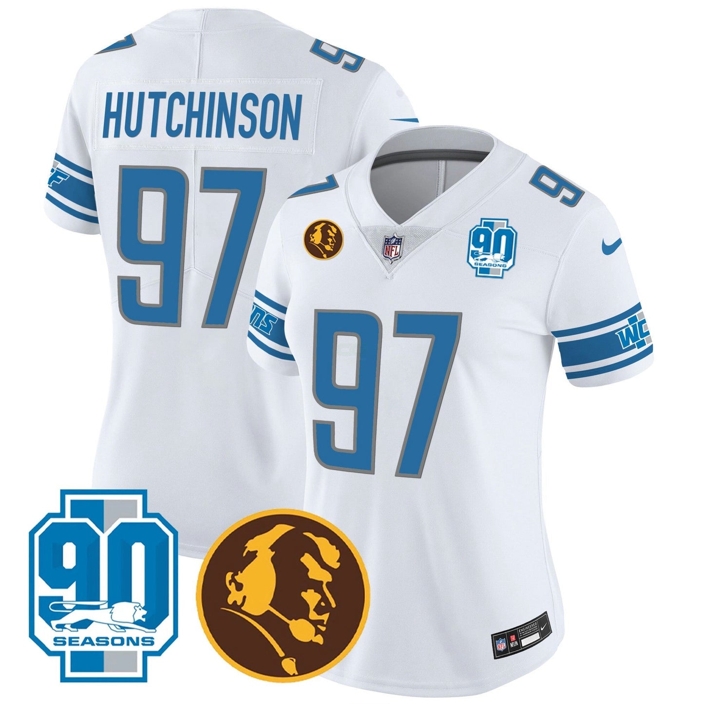 Camisa NFL Women’s Detroit 90th & John Madden Patch Jersey