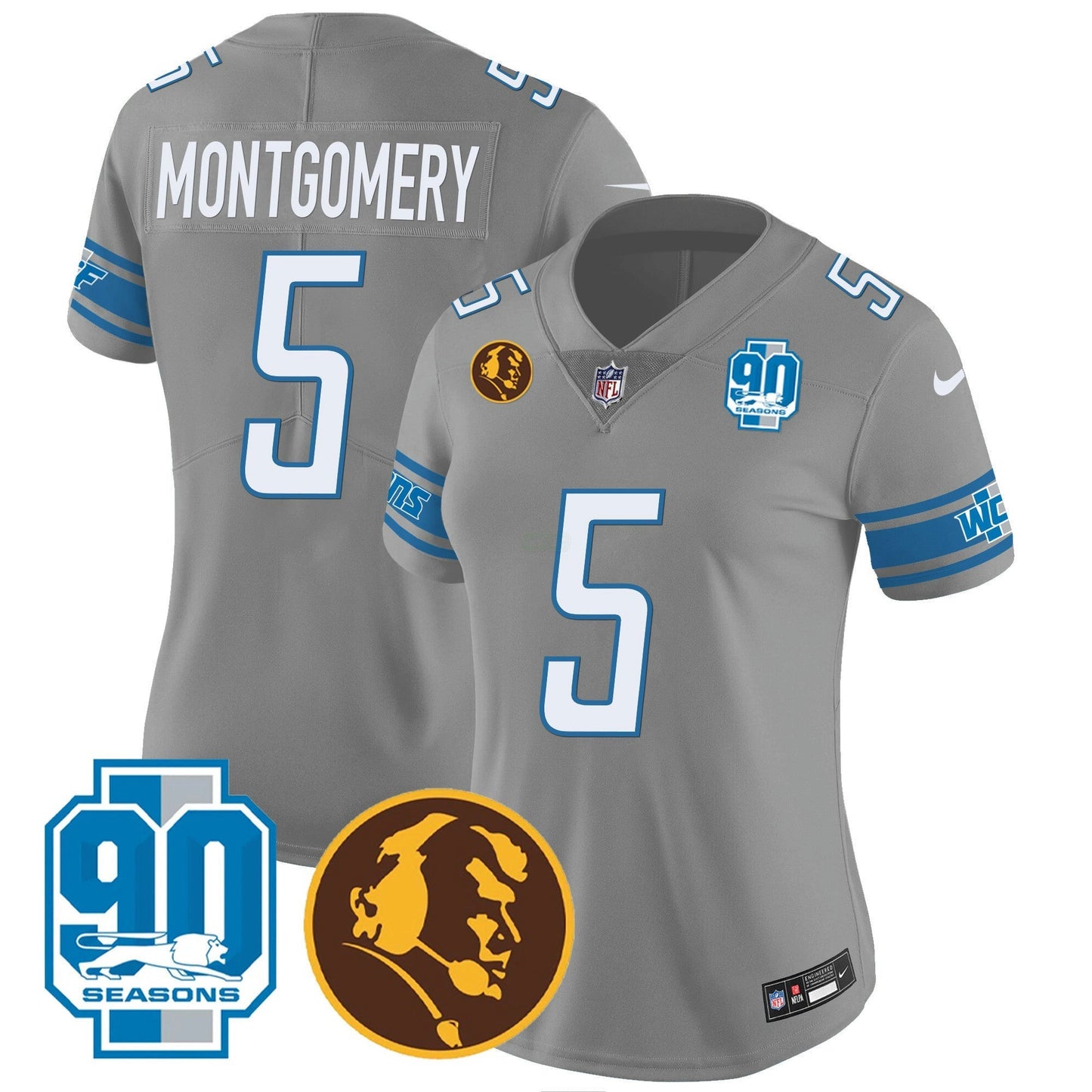 Camisa NFL Women’s Detroit 90th & John Madden Patch Jersey