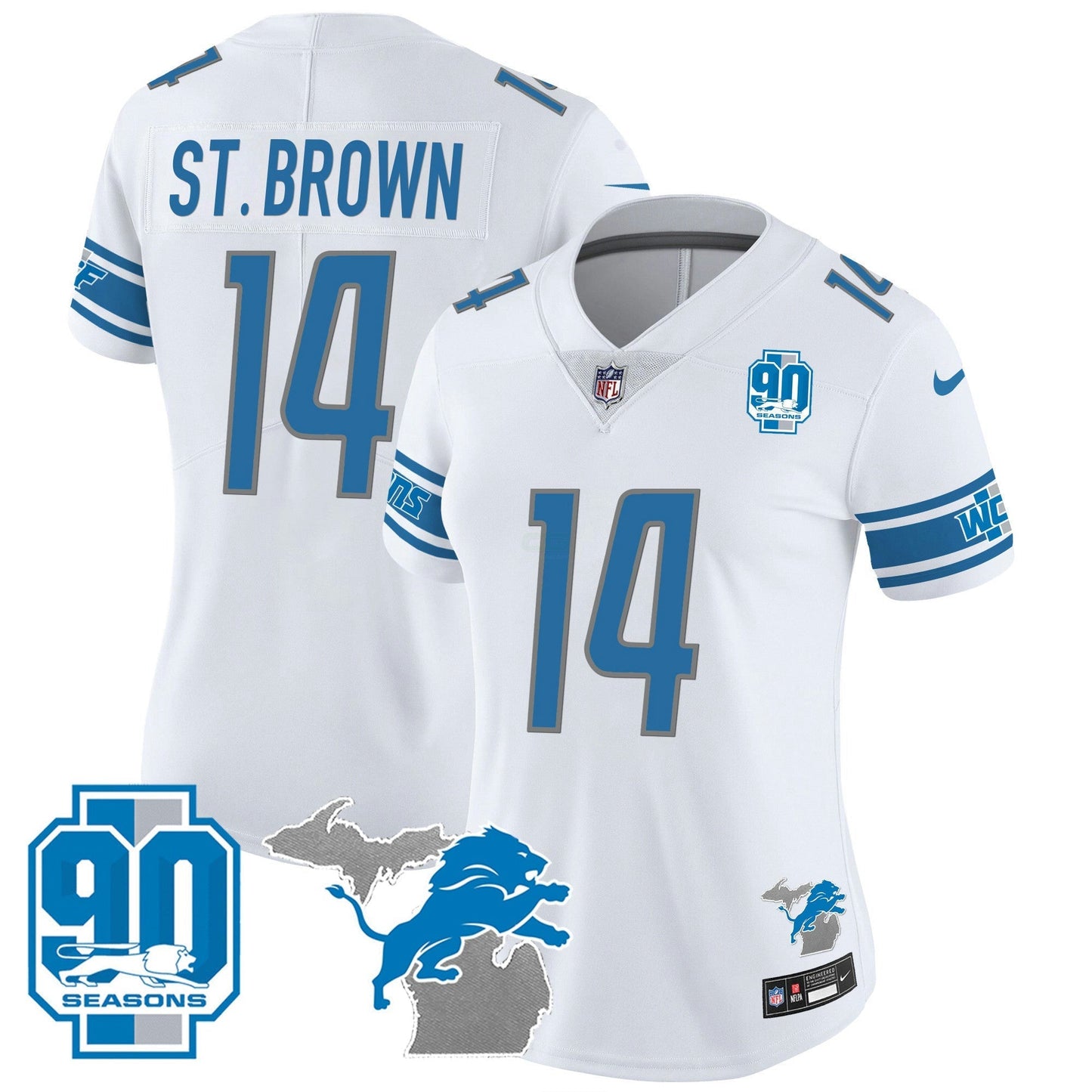 Camisa NFL Women’s Detroit 90th Year & Michigan Patch Vapor Jersey
