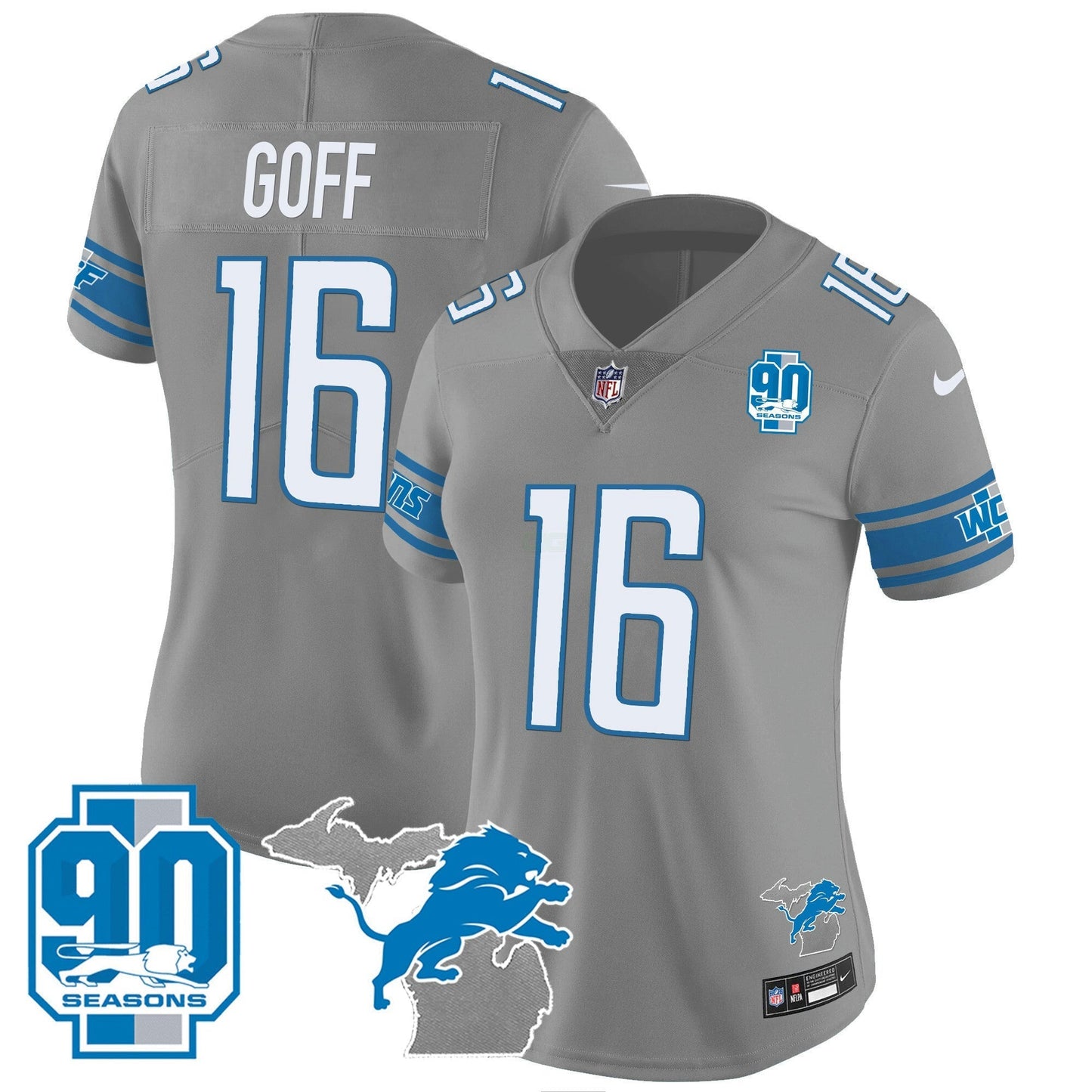 Camisa NFL Women’s Detroit 90th Year & Michigan Patch Vapor Jersey