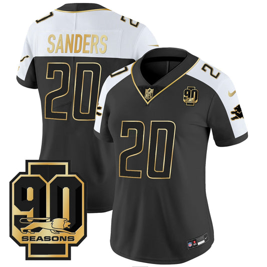 Camisa NFL Women’s Detroit 90th Year Patch Dourada Jersey