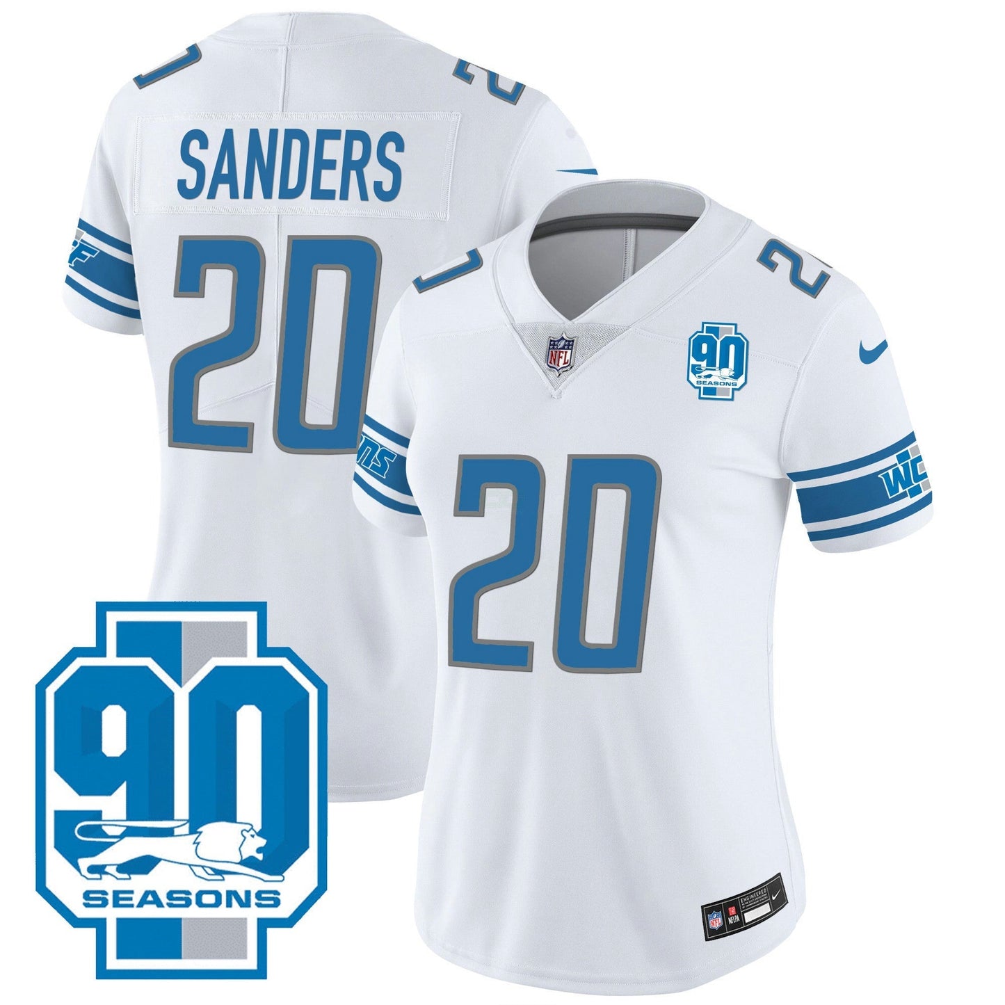 Camisa NFL Women’s Detroit 90th Year Patch Jersey