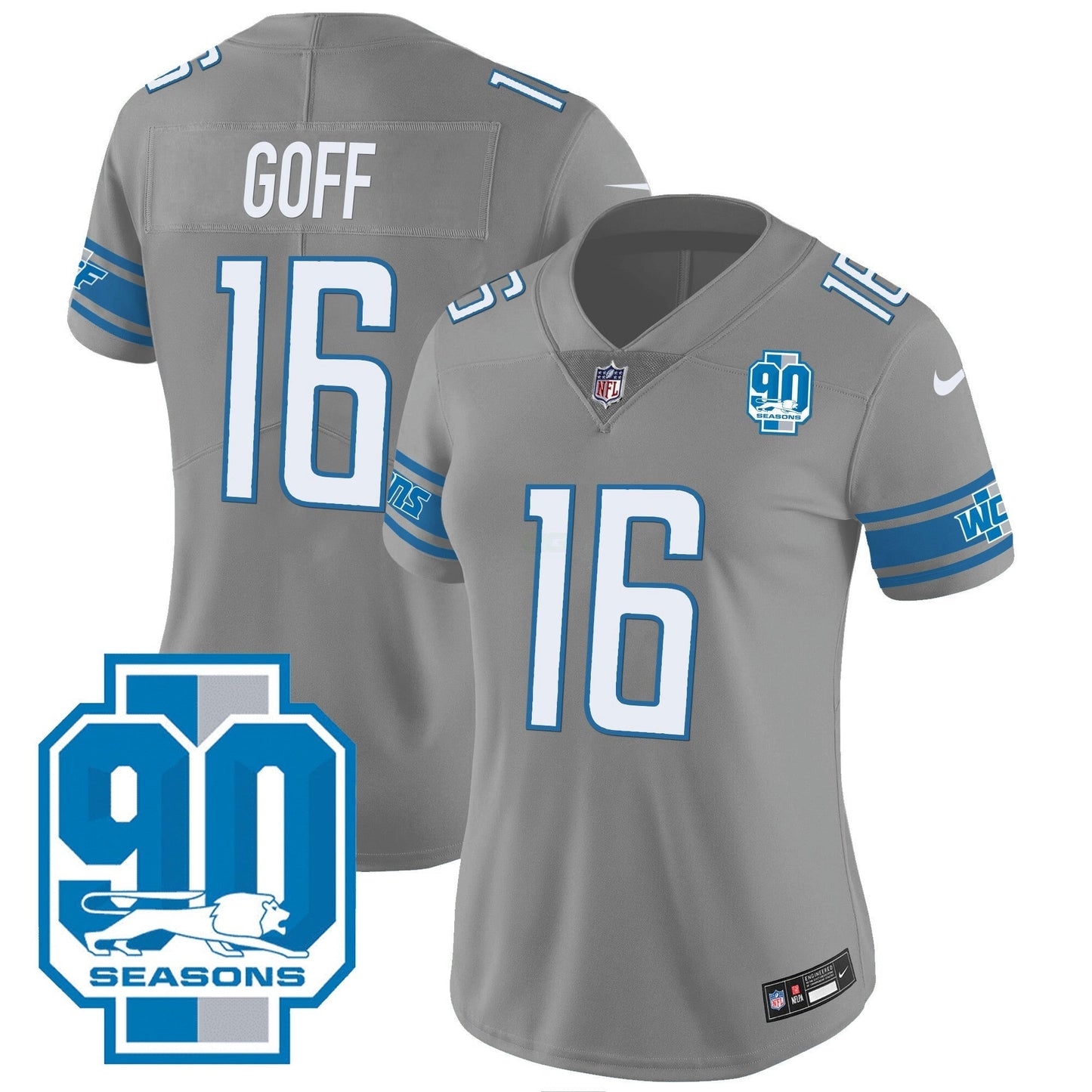 Camisa NFL Women’s Detroit 90th Year Patch Jersey