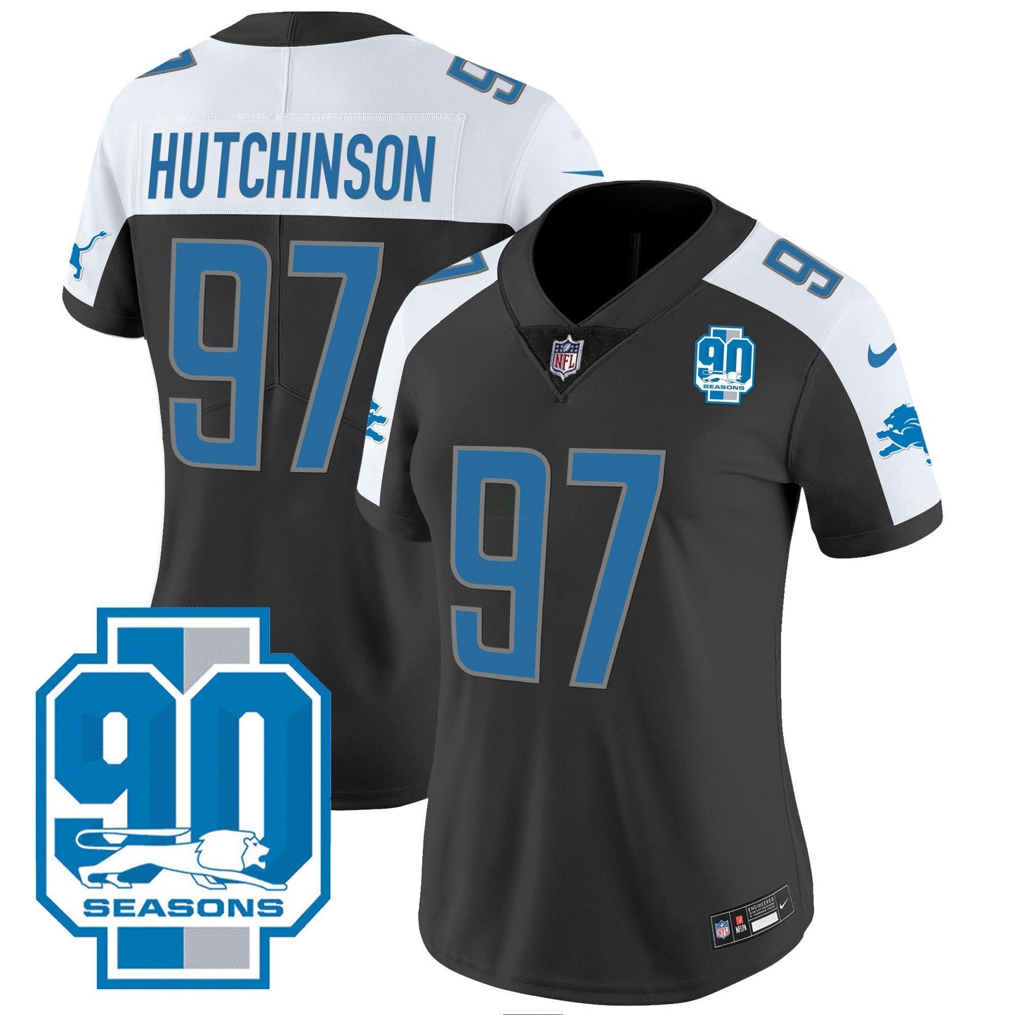 Camisa NFL Women’s Detroit 90th Year Patch Jersey