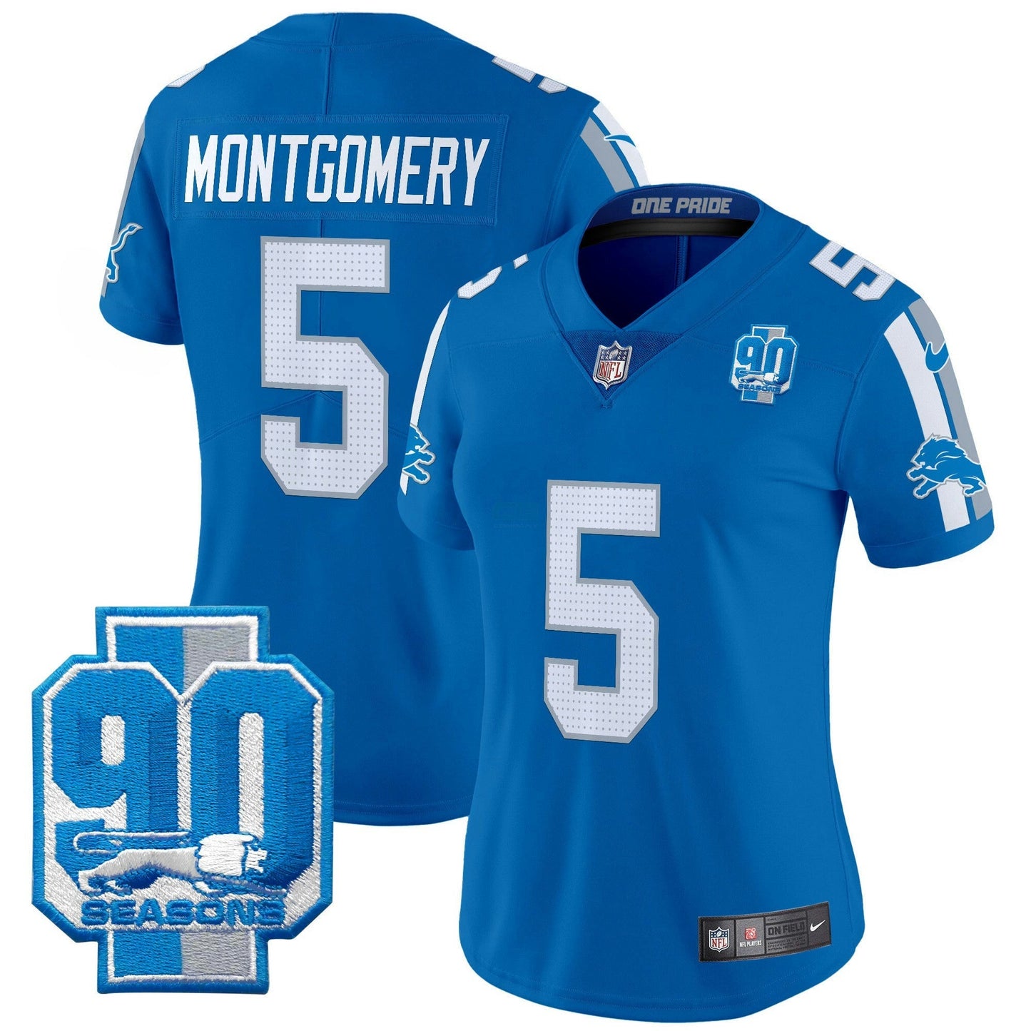 Camisa NFL Women’s Detroit 90th Year Patch Vapor Limited Jersey