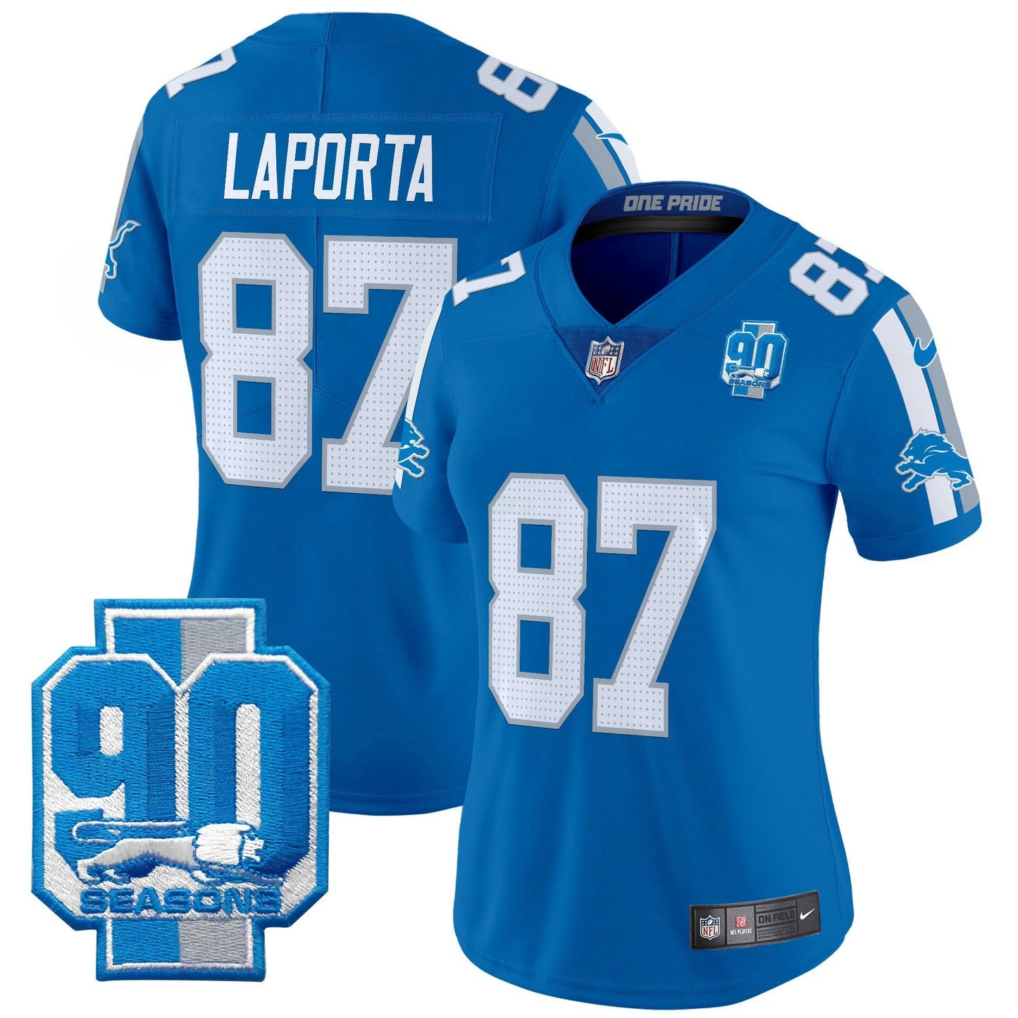 Camisa NFL Women’s Detroit 90th Year Patch Vapor Limited Jersey