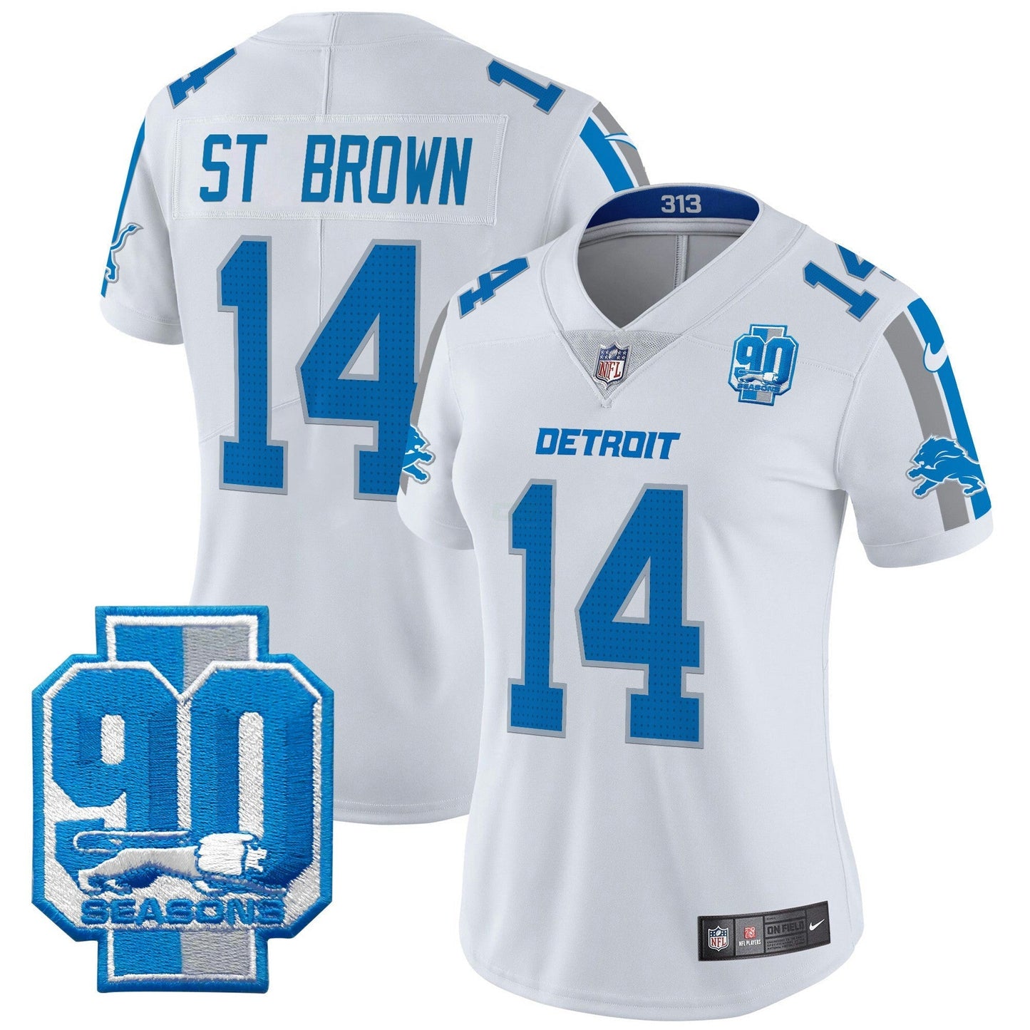 Camisa NFL Women’s Detroit 90th Year Patch Vapor Limited Jersey