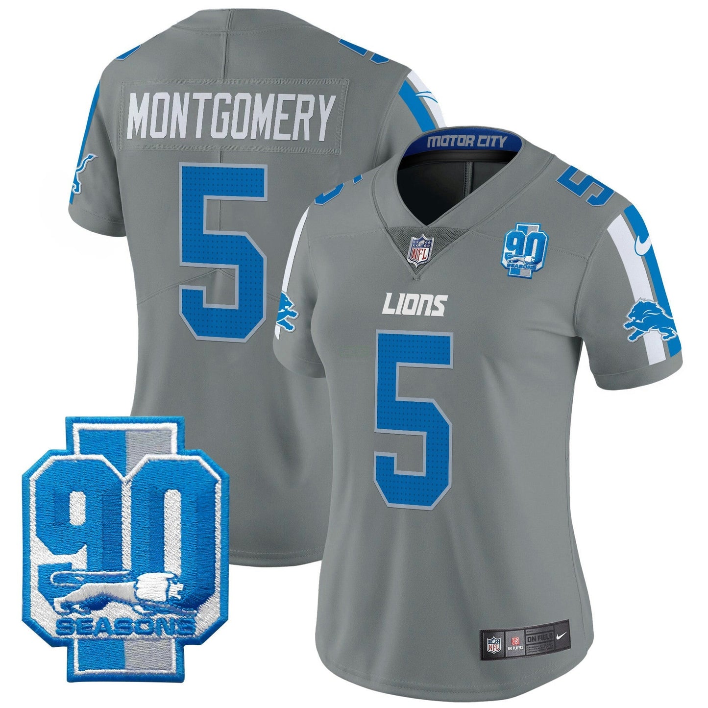 Camisa NFL Women’s Detroit 90th Year Patch Vapor Limited Jersey