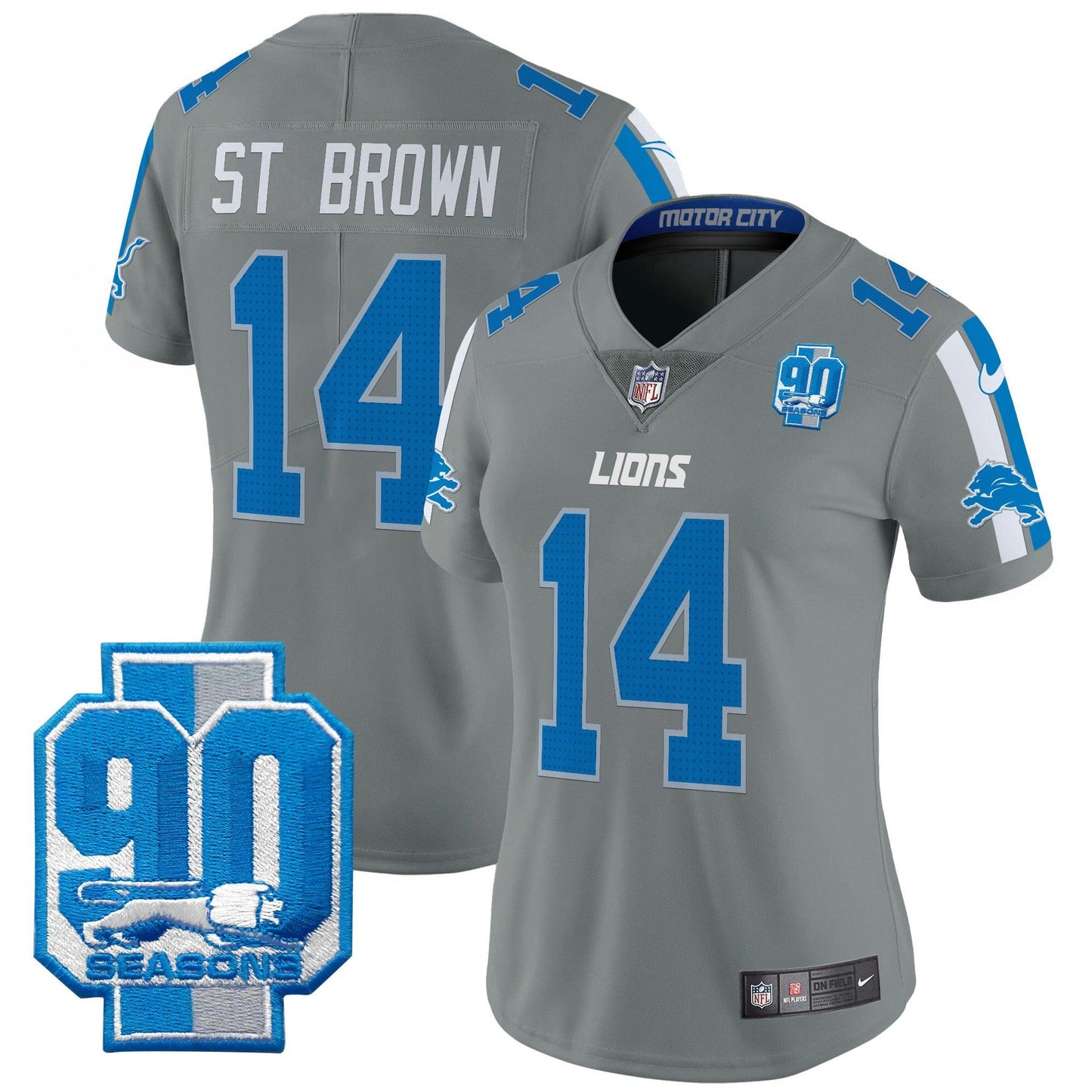 Camisa NFL Women’s Detroit 90th Year Patch Vapor Limited Jersey