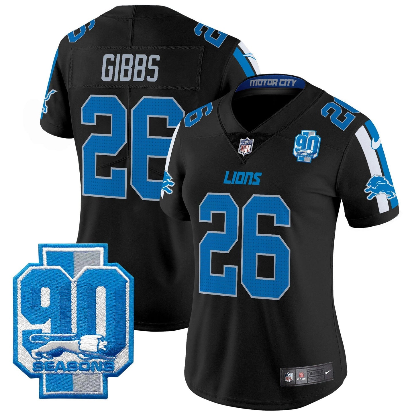 Camisa NFL Women’s Detroit 90th Year Patch Vapor Limited Jersey