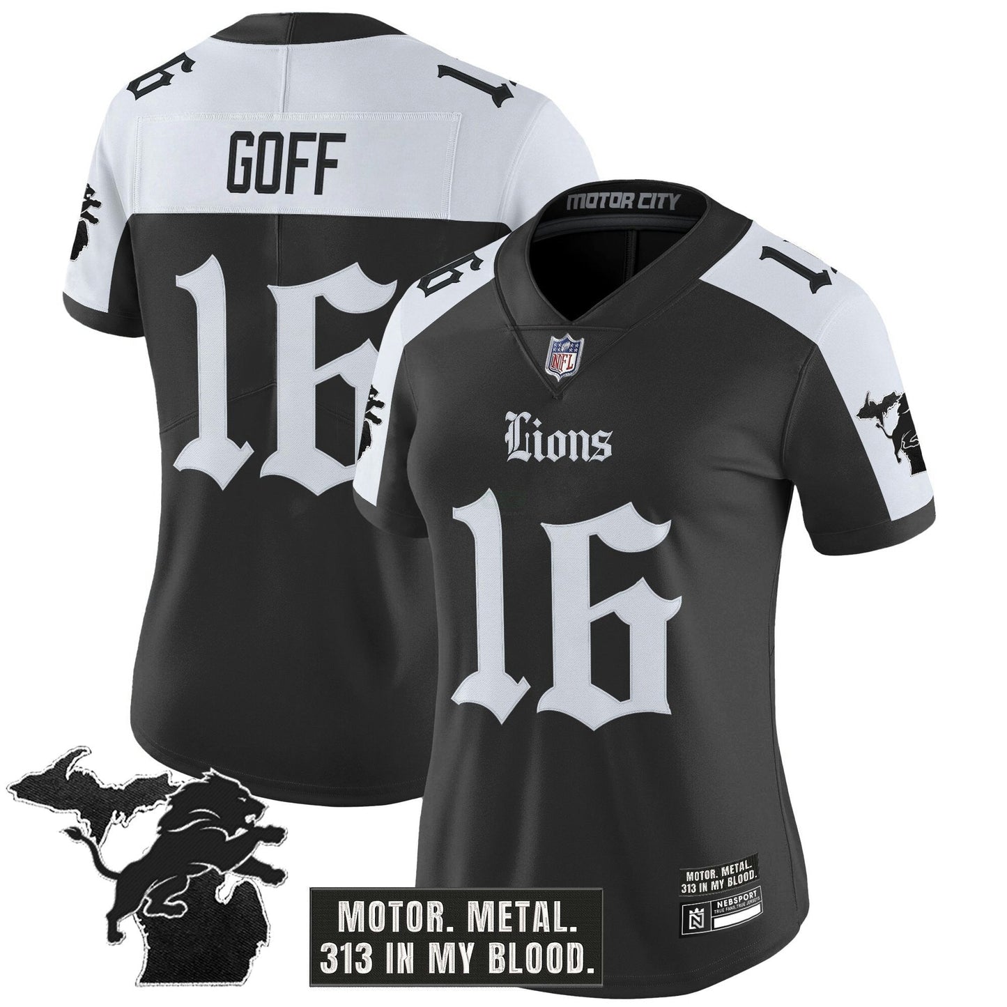 Camisa NFL Women’s Detroit ‘Gothic Motor Grit Edition’ Vapor Limited Jersey