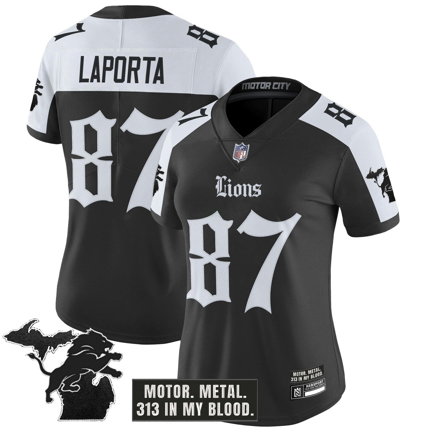 Camisa NFL Women’s Detroit ‘Gothic Motor Grit Edition’ Vapor Limited Jersey