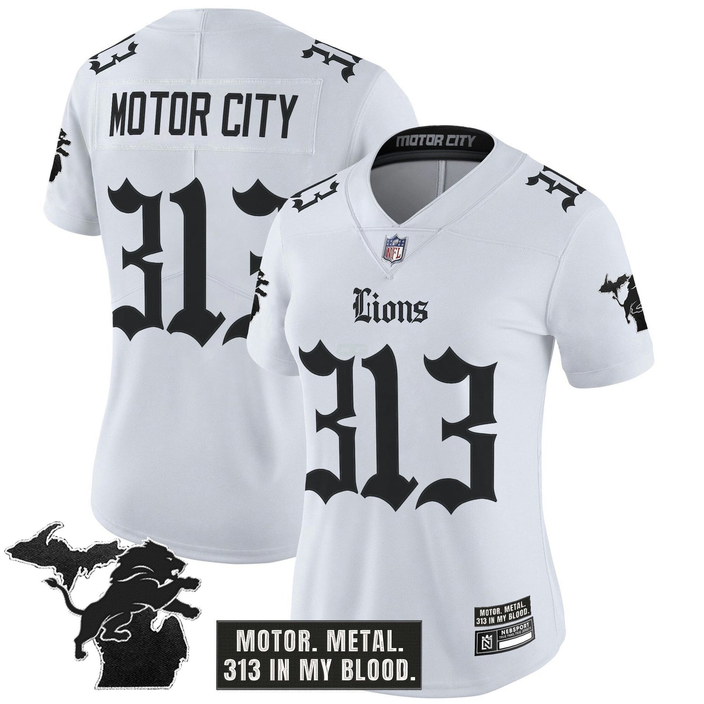 Camisa NFL Women’s Detroit ‘Gothic Motor Grit Edition’ Vapor Limited Jersey