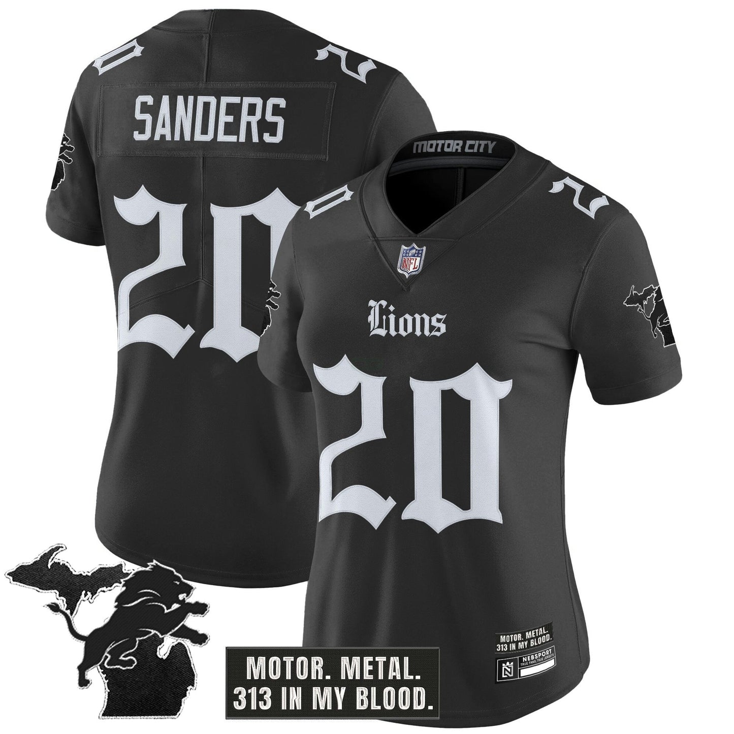 Camisa NFL Women’s Detroit ‘Gothic Motor Grit Edition’ Vapor Limited Jersey